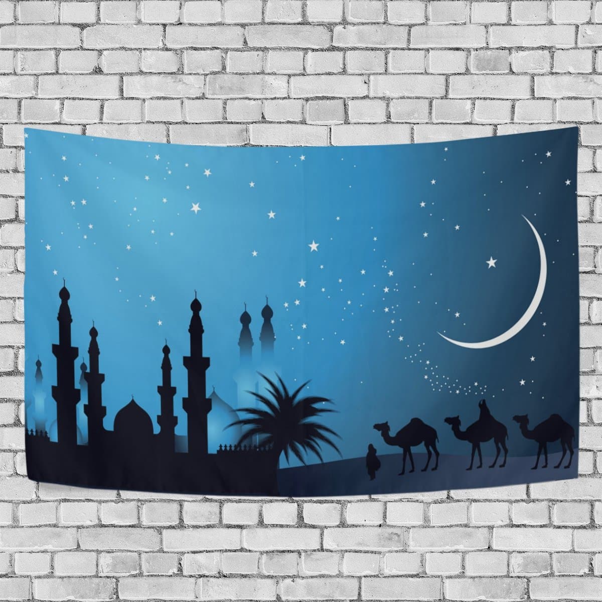 WALLD Ethel Ernest Beautiful Islamic Building Wall Art Decorative, Wall Hanging Tapestry for Bedroom Living Room Dorm Decoration,90 X 60 Inches