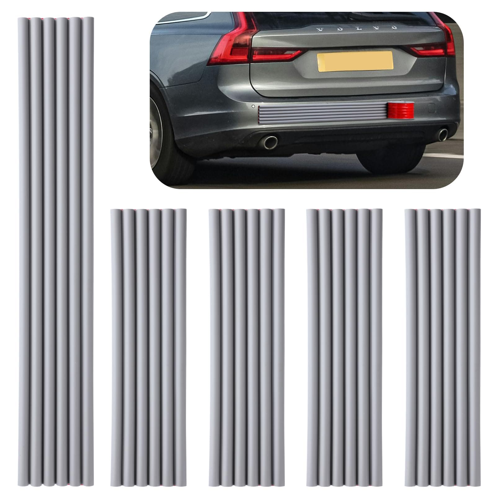 DIY Car Bumper Protector Guard, Strong Self Adhesive Rubber Rear Front Bumper Guard for SUV Cars Trucks, No Residue Anti Scratch & Anti-Colision Car Bumper Guard Accessories- 5 Pack Grey