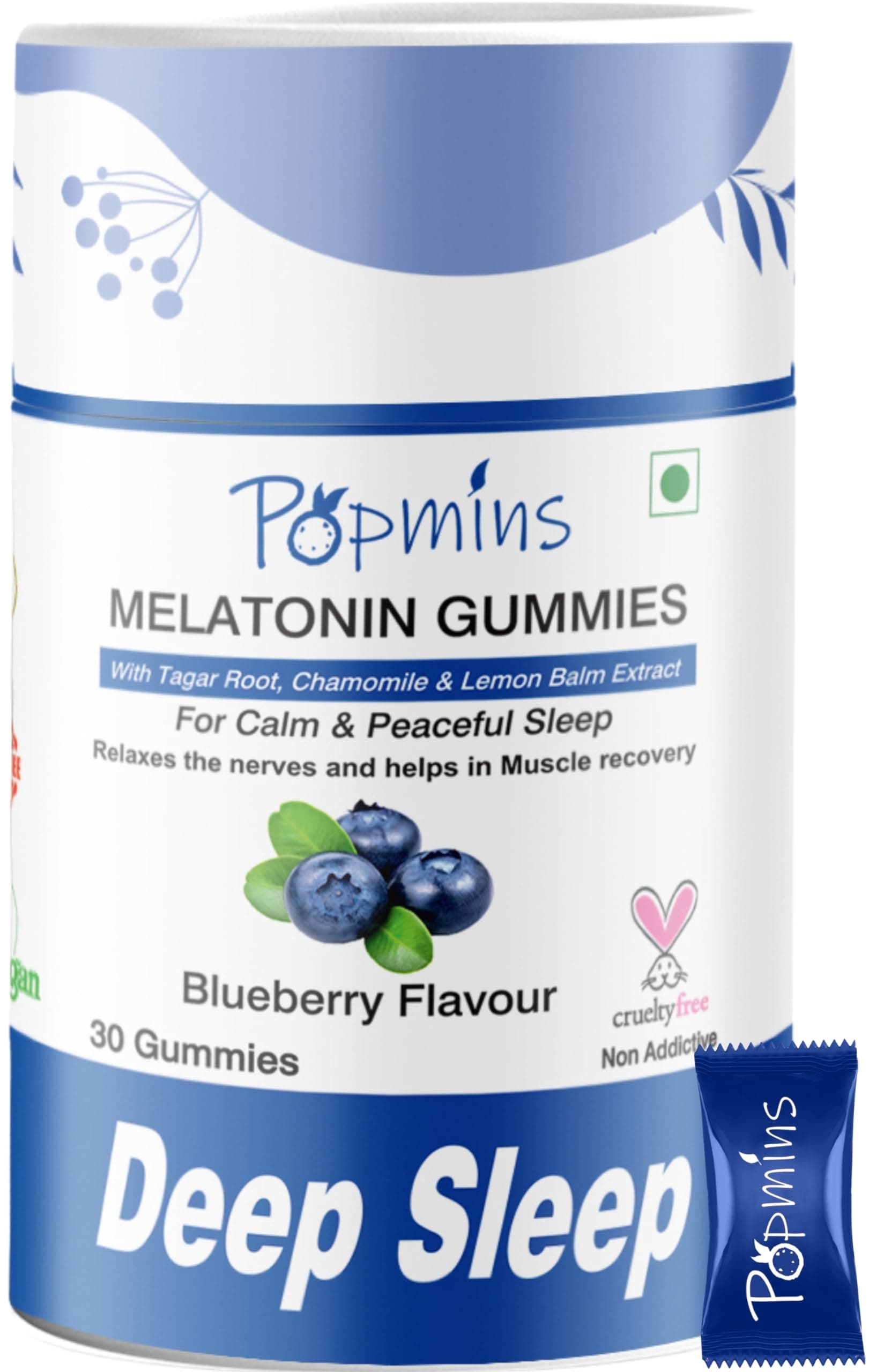 Vegan Melatonin Gummies 5mg – Sugar-Free Sleep Support with Tagar Root, Chamomile & Lemon Balm – Natural Relaxation & Restful Sleep Aid for Men & Women – 30 Gummies