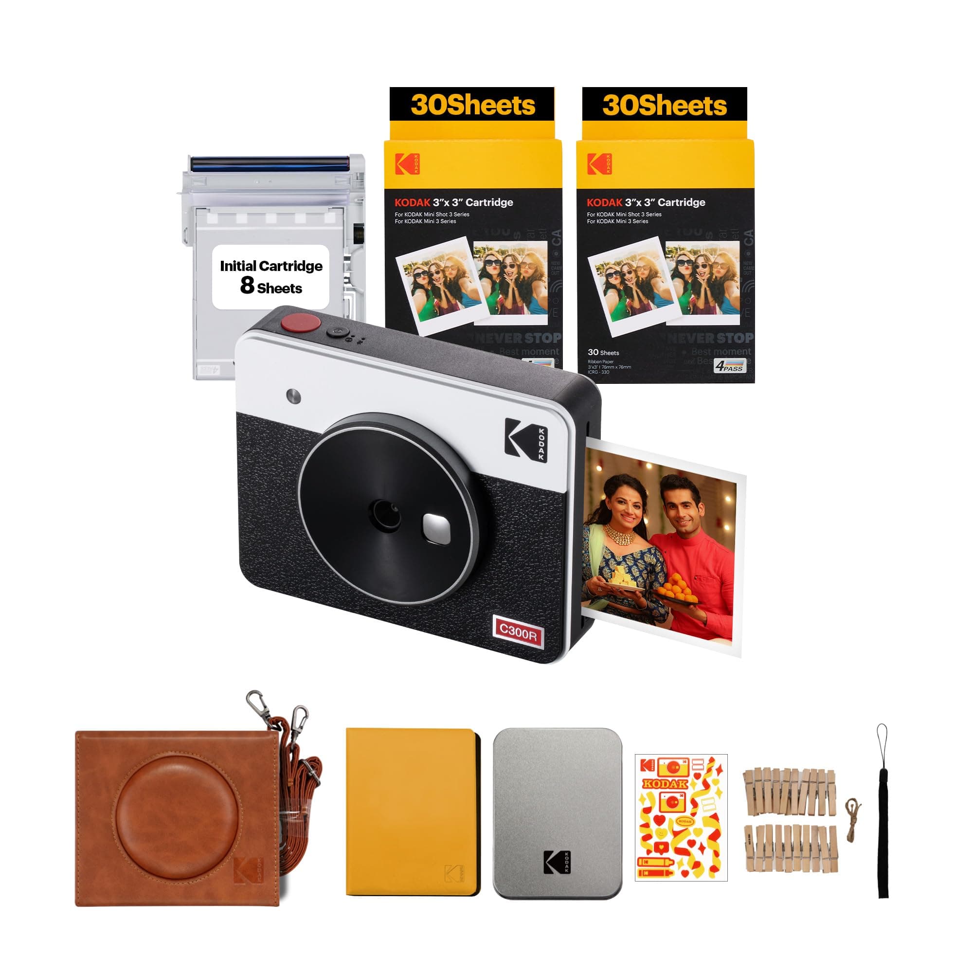 - Mini Shot 3 Retro 4PASS 2-in-1 Instant Camera and Photo Printer (3x3 inches) + 68 Sheets Gift Bundle, White