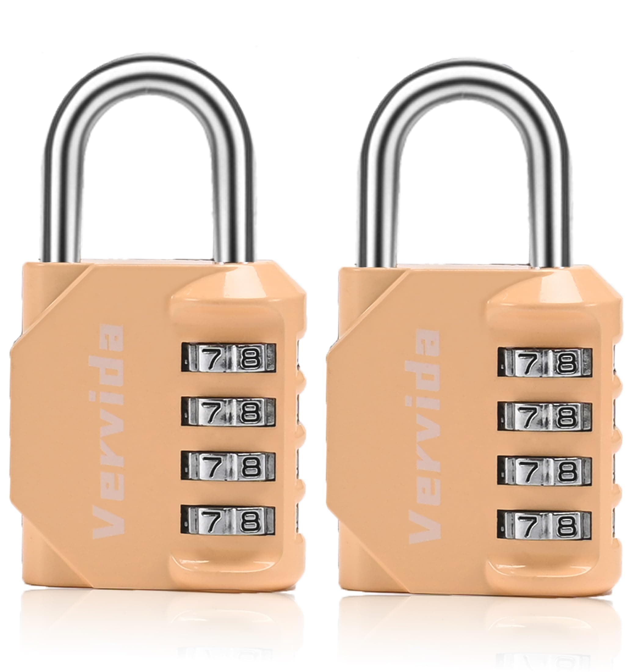 Combination Lock Resettable Peachy-Pink 2 Pack 4 Digit Outdoor Waterproof Combo Padlock for School Gym Locker, Sports Locker, Fence, Toolbox, Gate, Hasp Storage