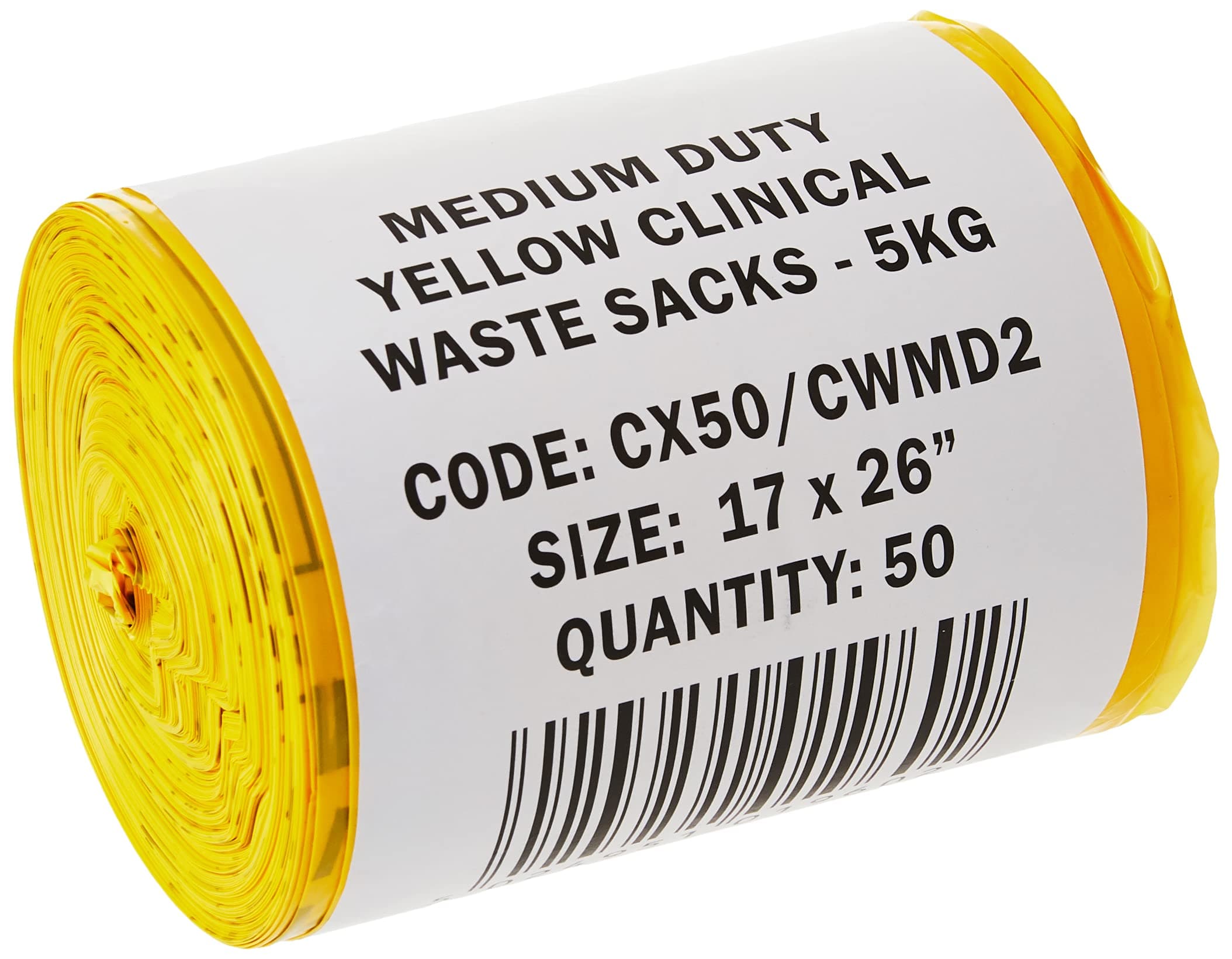 CX50/CWMD2 Clinical Waste Bag, Medium Duty, Yellow (Pack of 50)