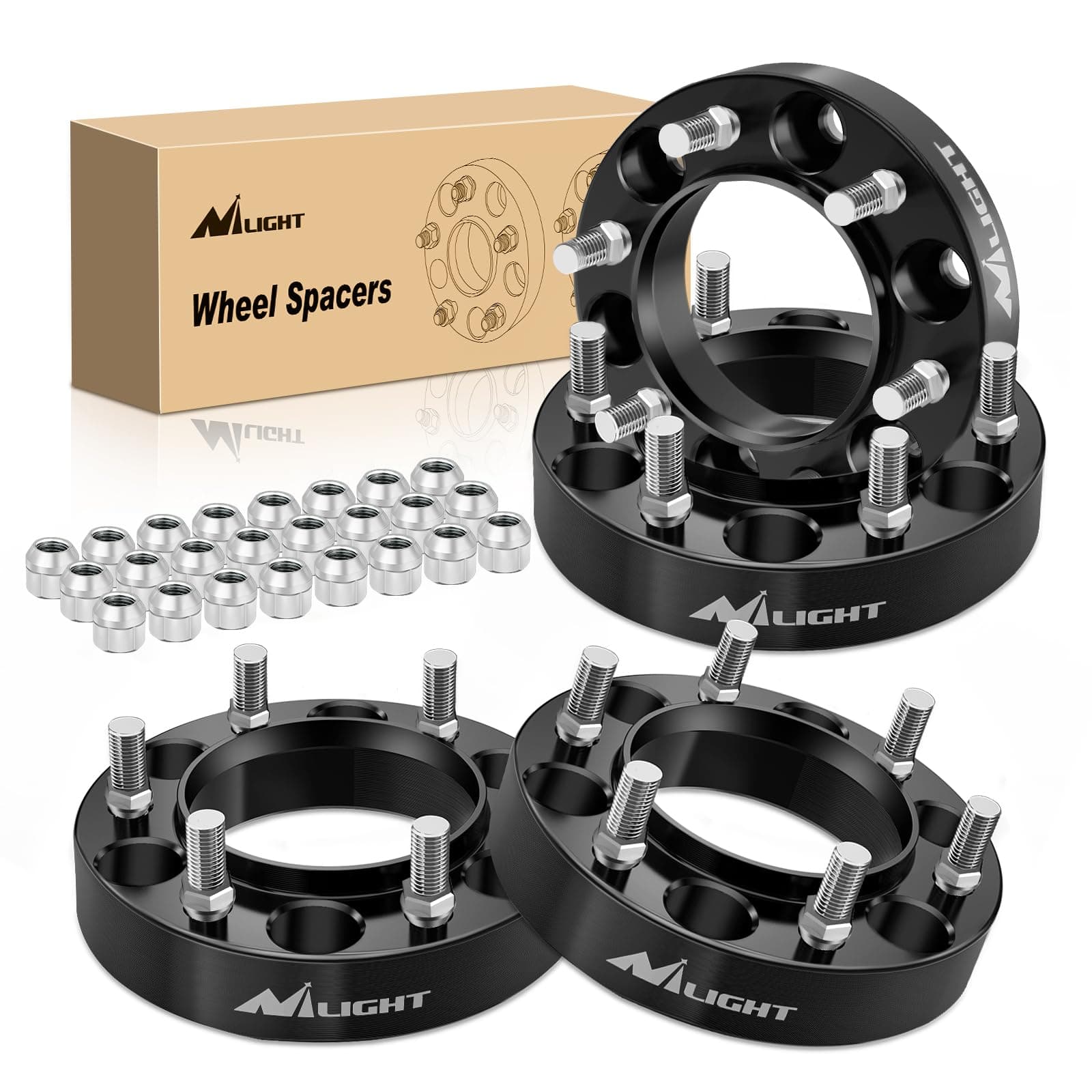 Nilight 6x5.5 Wheel Spacers,Hub Bore 106mm Hub Centric Wheel Spacers Fit for 1995-2023 Toyota Tacoma 4Runner FJ Cruiser Tundra Fortuner Sequoia 2013 2014 2015 2016 2017 2018 2019 2020 2021 2022 2023