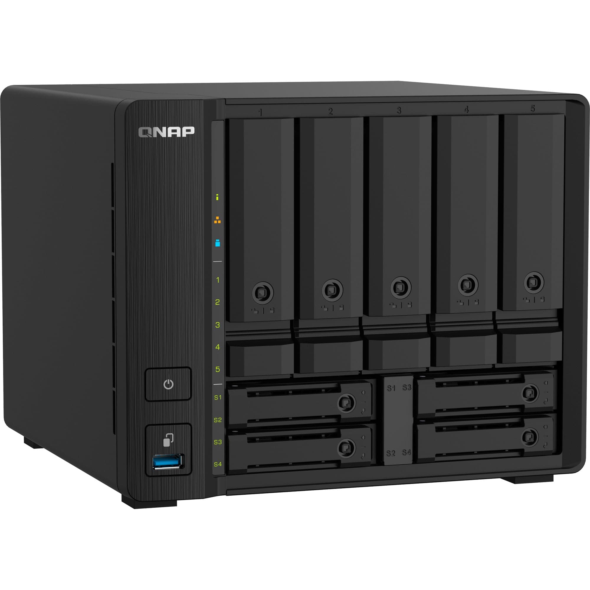 TS-932PX-4G 9 Bay (5 + 4) Desktop NAS Enclosure - 10GbE SFP+ and 2.5GbE Connectivity - 5 x 3.5-inch Drive Bays & 4 x 2.5-inch SATA Drive Bays
