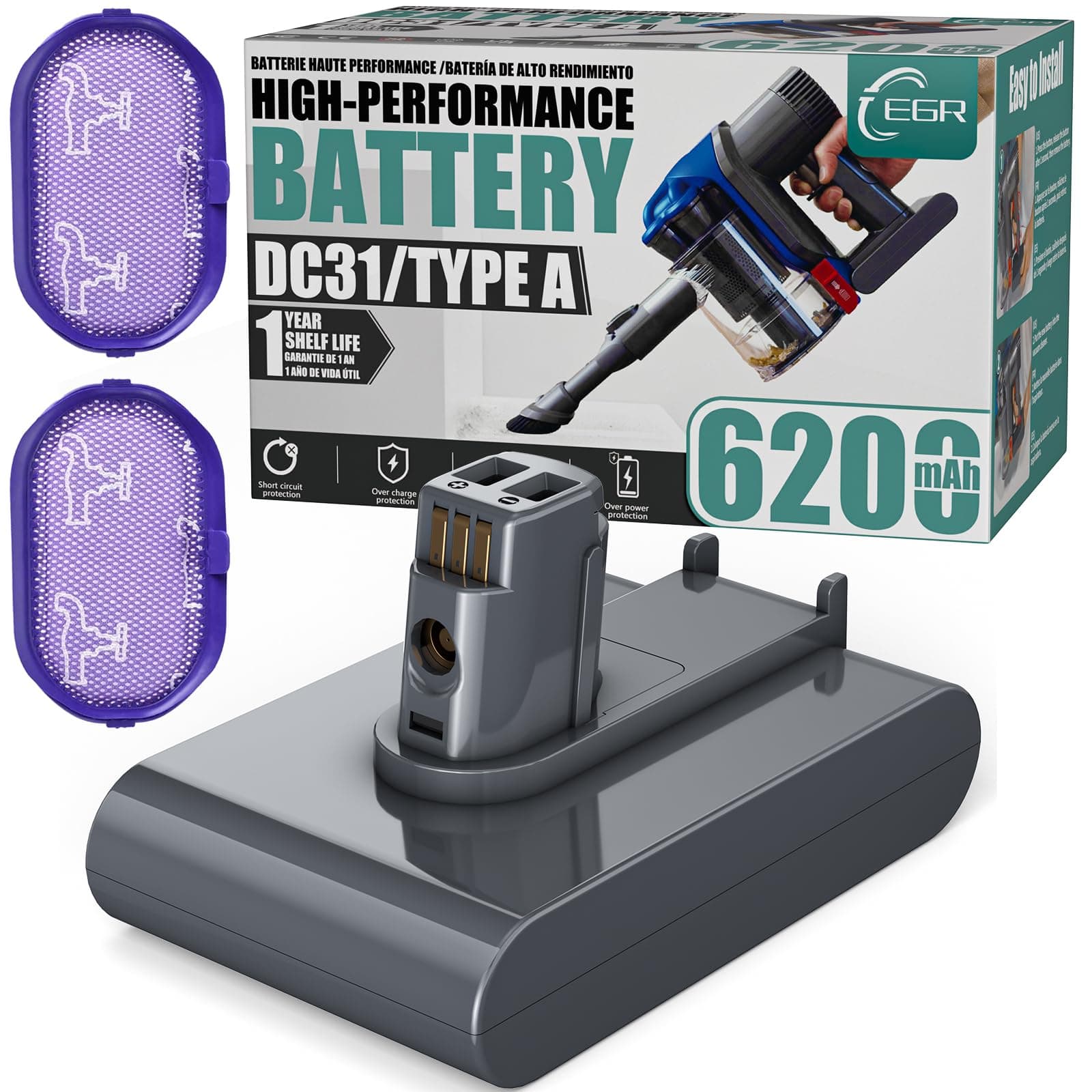 EGR Upgraded DC35 Battery Replacement Compatible with Dyson DC31 DC34 DC35 DC44 DC45 917083-01 Handheld Vacuum Cleaner (Not Fit All Type B)