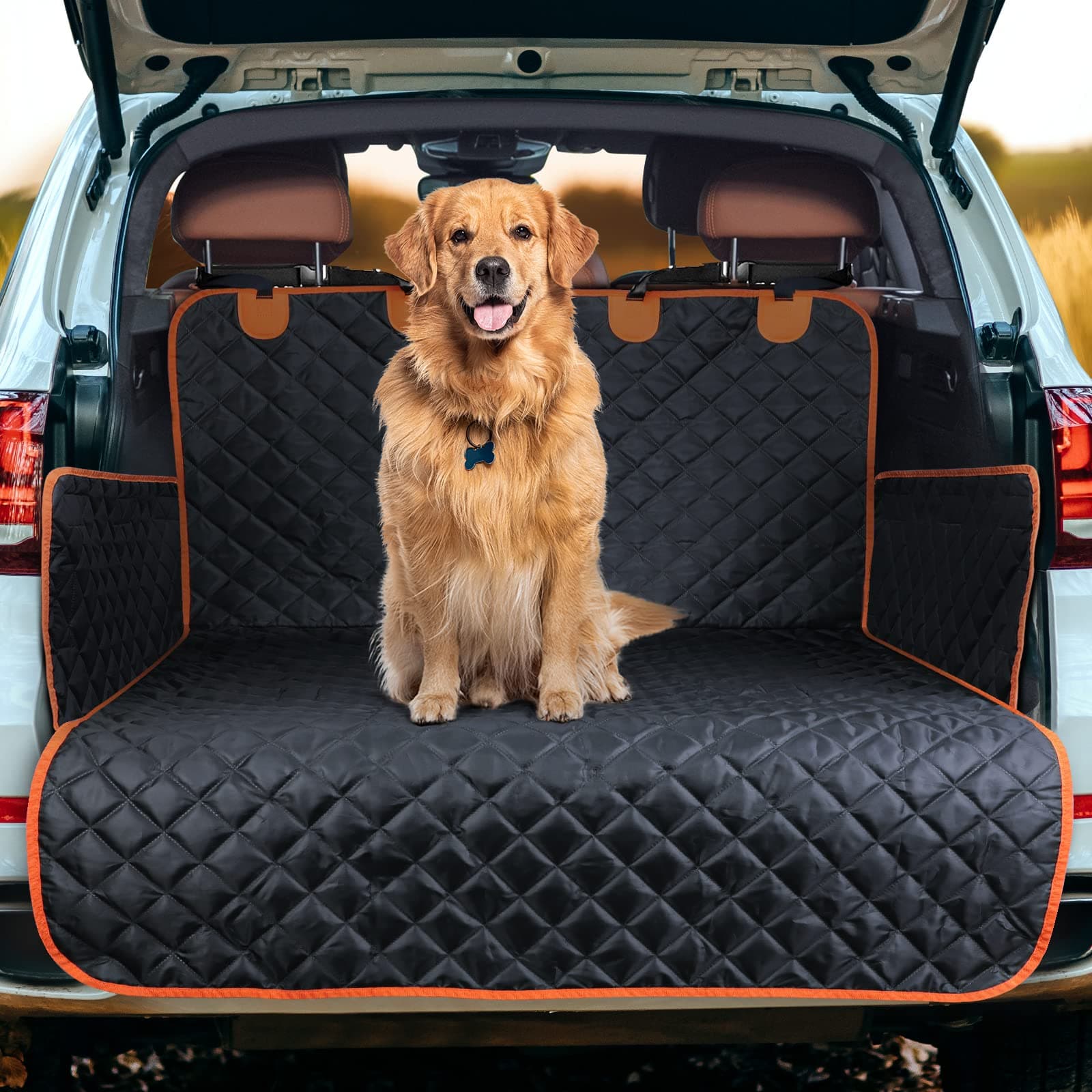 JOEJOY Car Boot Protector - Boot Liner For Dogs Non-Slip | Dog Car Seat Cover Scratchproof & Dirt Resistant | Side & Bumper Protection | Adjustable Straps Boot Cover For Suvs Trucks Cars