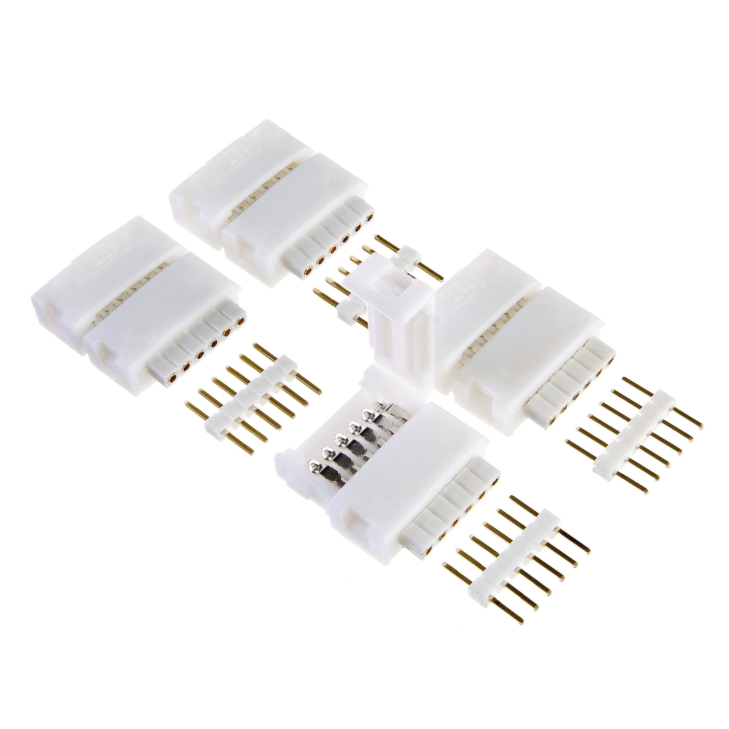 Litcessory 6-Pin to Cut-End Connector for Philips Hue/WiZ Lightstrip (4 Pack, White - STANDARD 6-PIN V3 / WiZ Lightstrip)