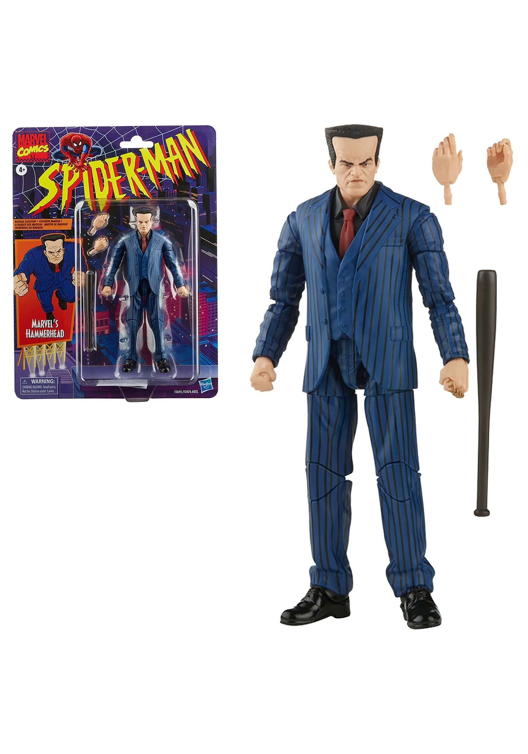 Spider-Man Marvel Legends Series 15 cm Marvel’s Hammerhead Action Figure Toy, Includes 3 Accessories: 2 Alternate Hands, 1 Baseball Bat