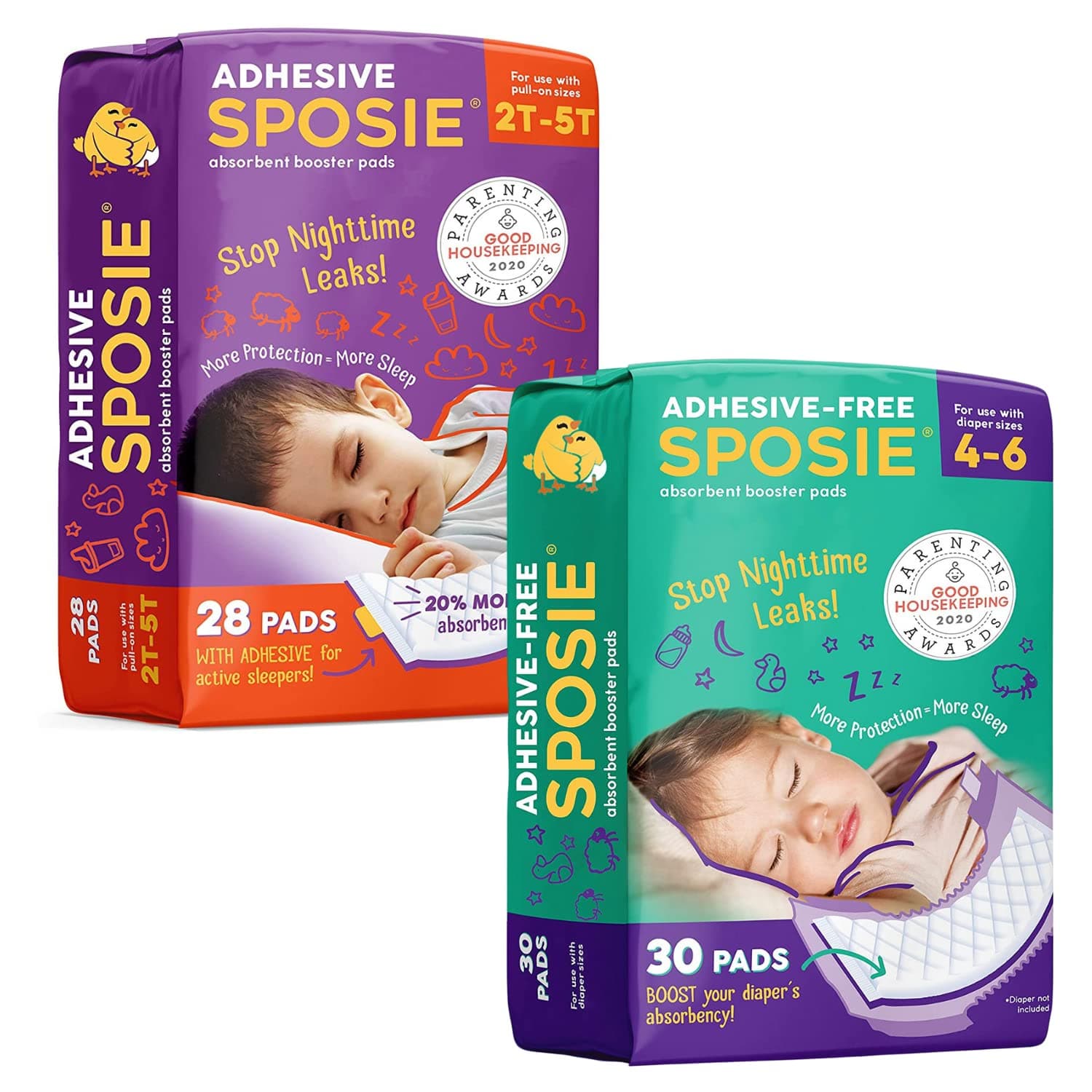 Sposie Diaper Booster Pads - Overnight Diaper Inserts, Size 4-6 & 2t-5t