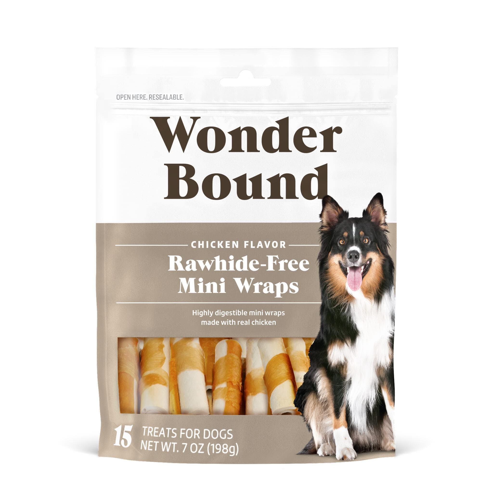 Wonder Bound Chicken Wrapped Mini Sticks - 15 Count - Rawhide-Free Dog Treats, Dental Health Chews for Plaque & Tartar Control, Easy to Digest, Long-Lasting