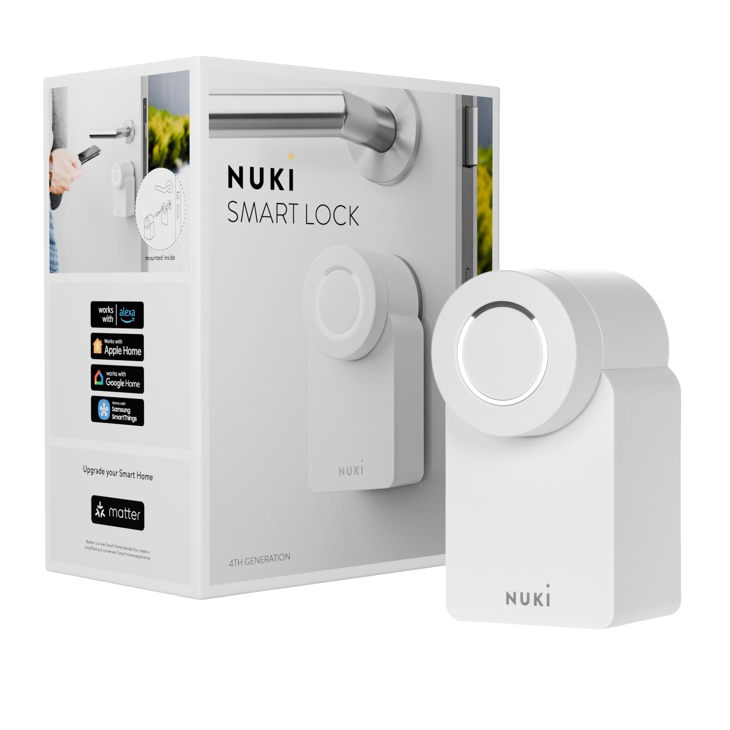Smart Lock (3rd Generation) for Euro Profile Cylinder, Smart Door Lock for Keyless Access With No Screwing or Drilling Required, Retrofittable Electronic Door Lock, White