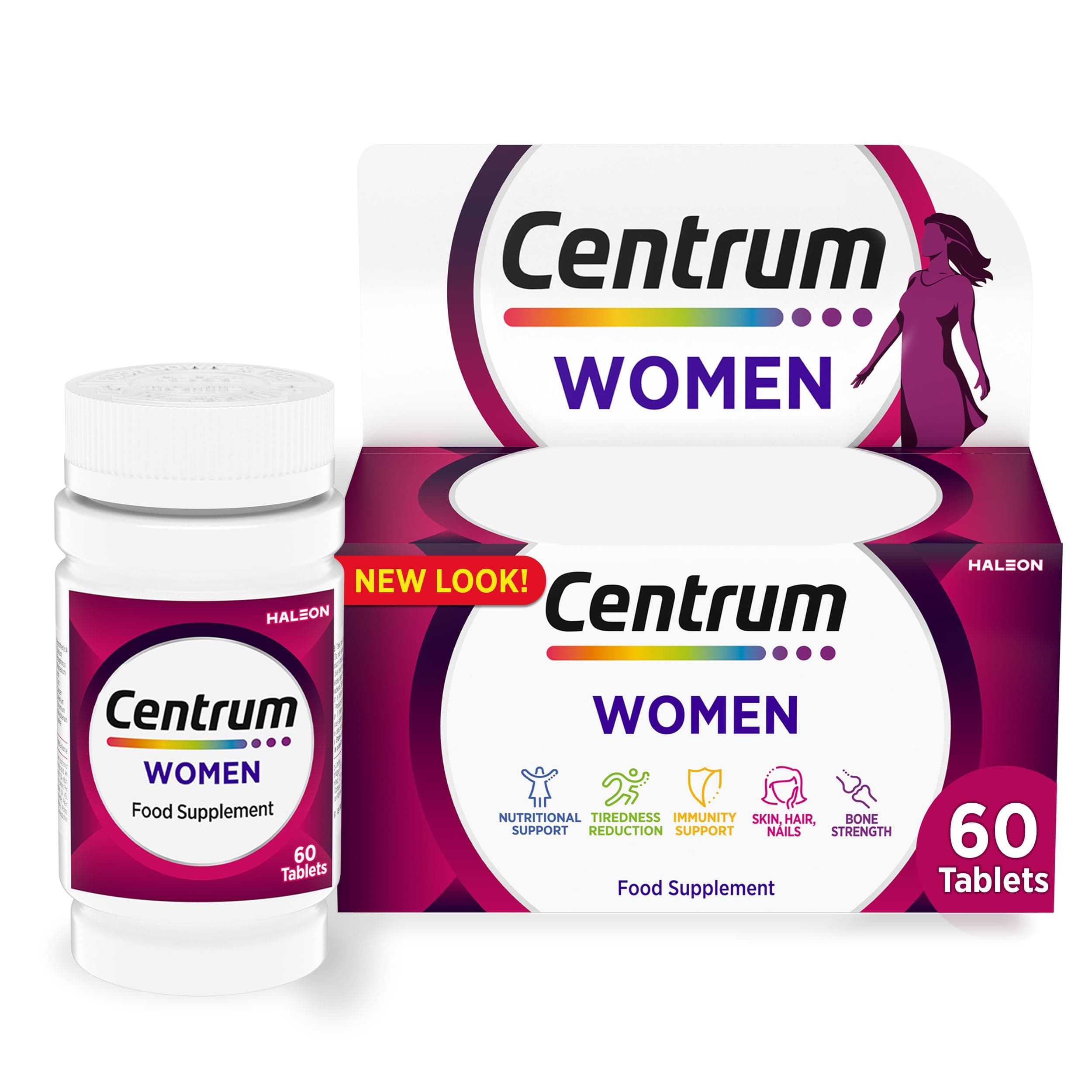 Centrum Women Tablets Multivitamin & Mineral Supplements, with 23 essential nutrients including vitamin D, C, and Iron, 60 ct