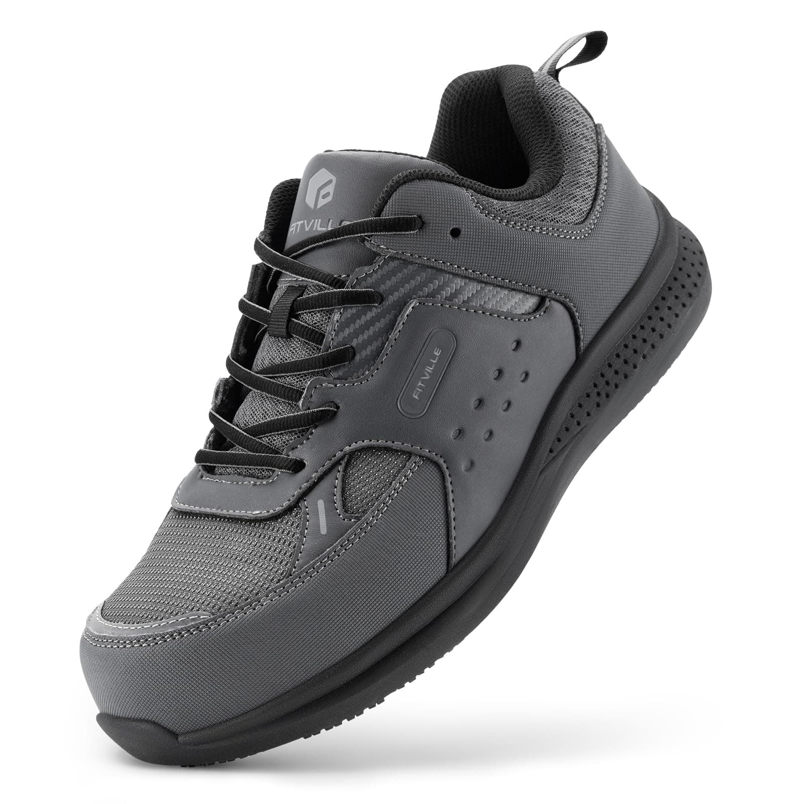 Extra Wide Steel Toe Shoes for Men, Composite Toe Work Shoes for Men, Water Resistant, Slip Resistant, Leather