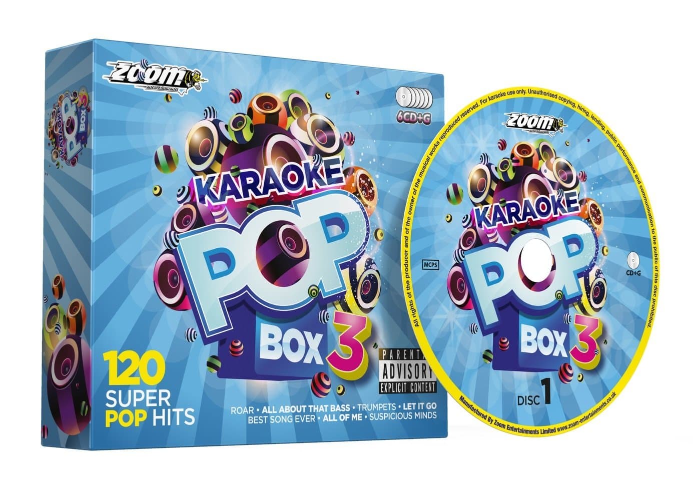 Zoom Karaoke Pop Box 3 Party Pack - 6 CD+G Box Set - 120 Songs