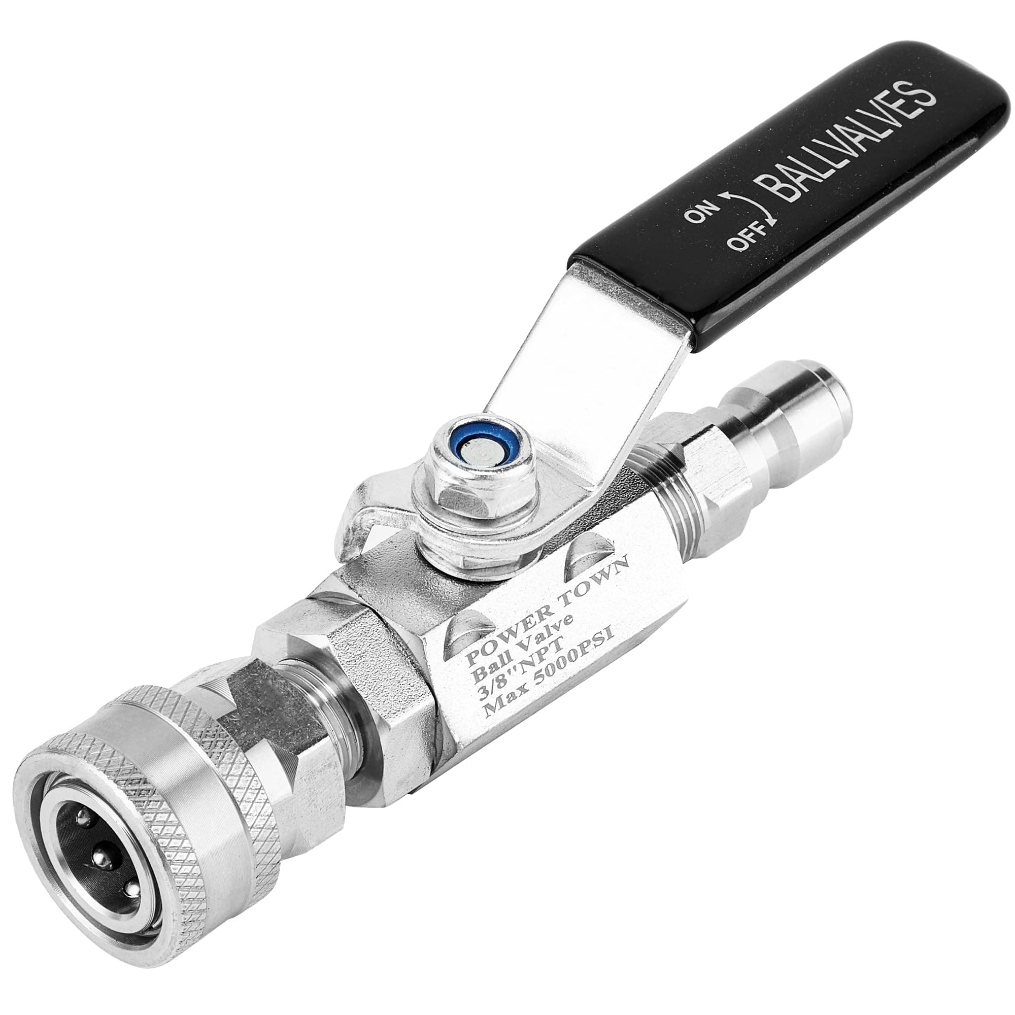 Ball Valve Pressure Washer, 3/8 Inch Quick Connect 5000 PSI, Shut Off Valve for High Pressure Washer Hose, Stainless Steel