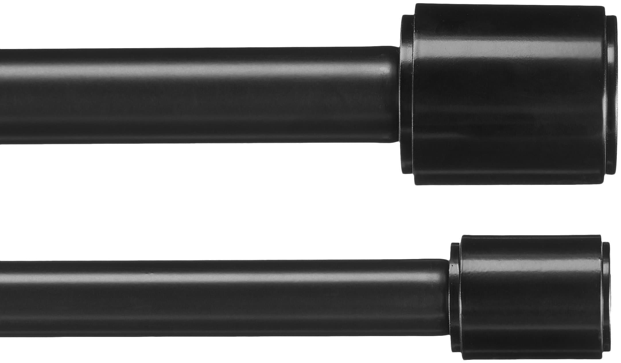 2.54 CM Double Curtain Rod With Cap Finials - 1.83 M to 3.66 M, Black
