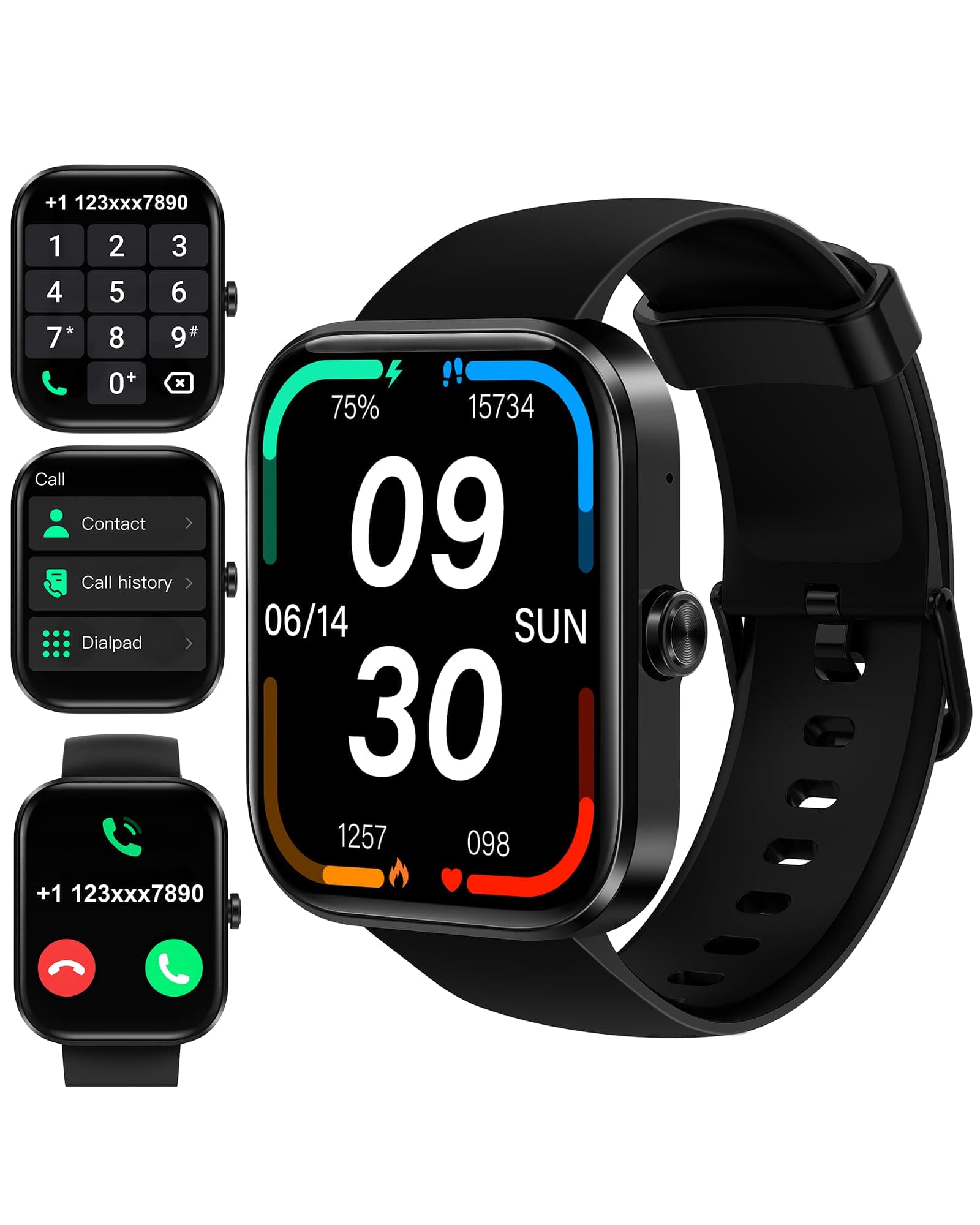 Smart Watch for Men Women(Answer/Make Call)-1.91" HD Fitness Smartwatch with Sleep/Heart Rate/spO2 Monitor, 113+ Sport Modes, IP68 Waterproof Smart Watch for Android iOS,Black