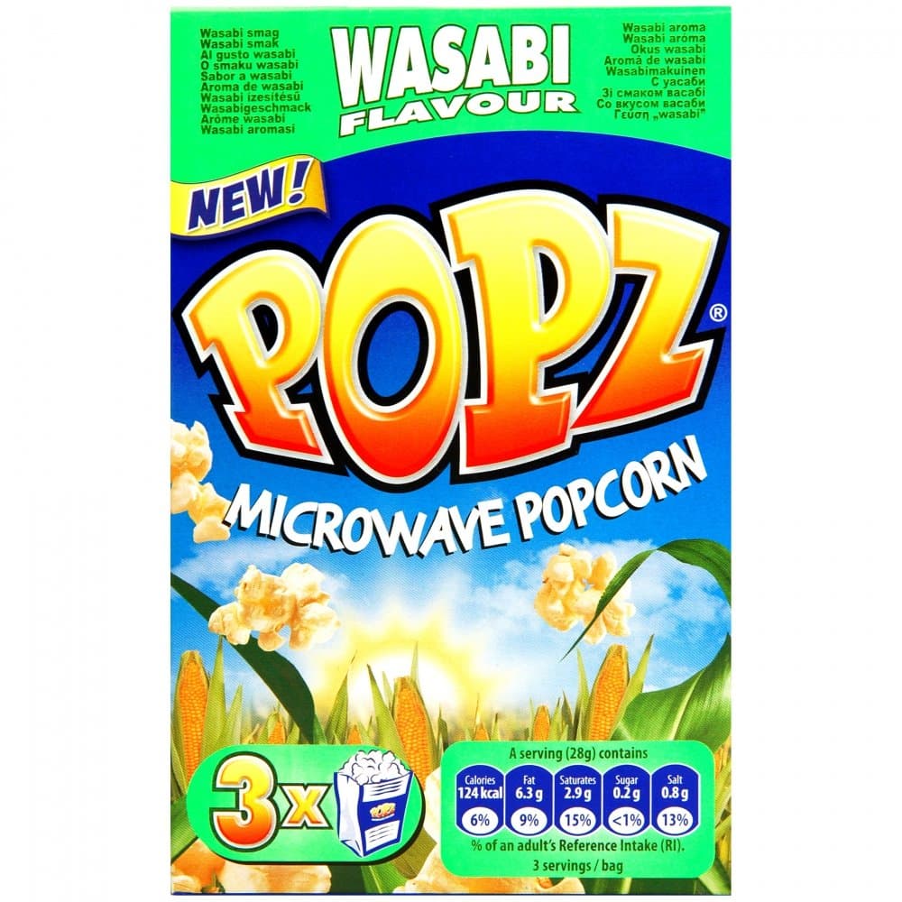 Popz - Microwave Popcorn Wasabi Flavour (3packx85g) 255g