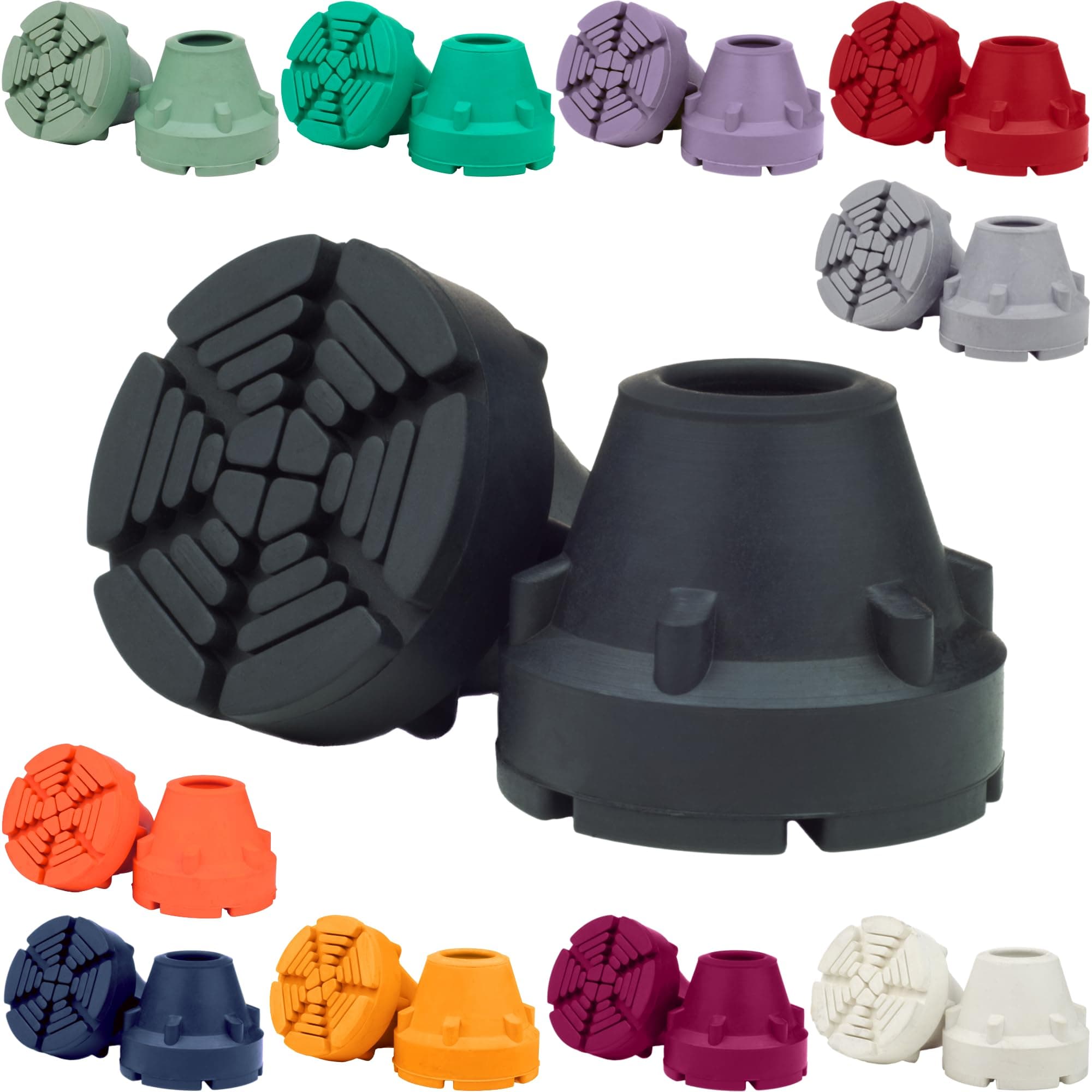 Black Crutch Tips & Cane Tip (Pair of 2) – 1 Size Fits All 3/4" 7/8” Inch - Extreme Grip Heavy Duty Universal Sizing Crutches Shafts Longest Lasting High Performance Rubber Non-Slip