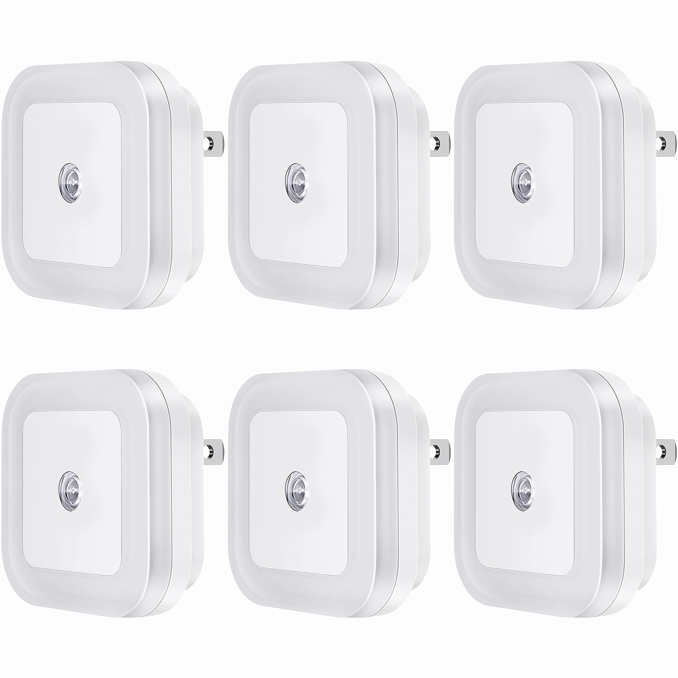 SYCEES-TOPLITE 0.5W Plug in LED Night Light Lamp with Sensor, White, Pack of 6