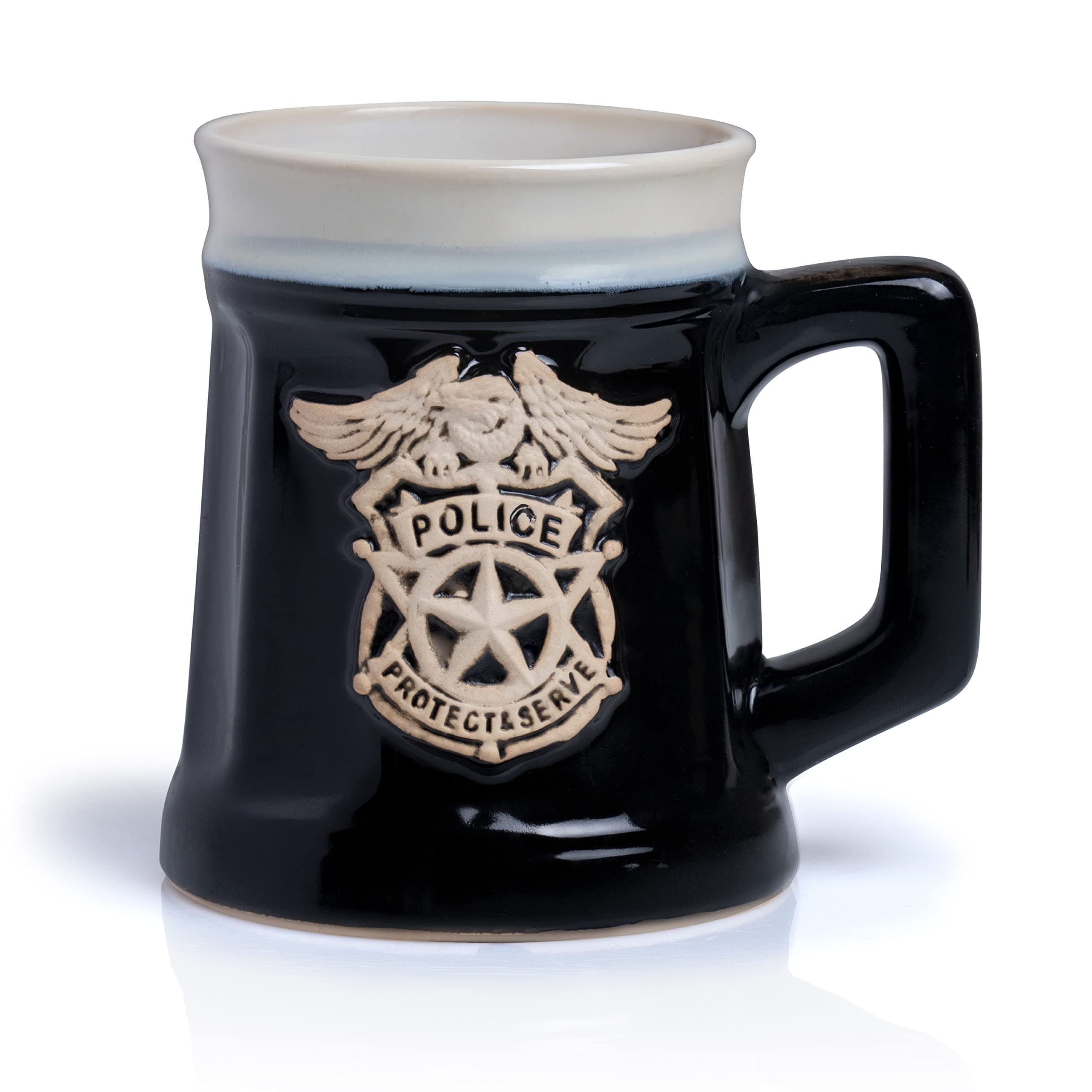 Maxam Ceramic Coffee Mug, Tea Cup for Office and Home, 16 Ounces, Featuring Police, Protect & Serve Logo