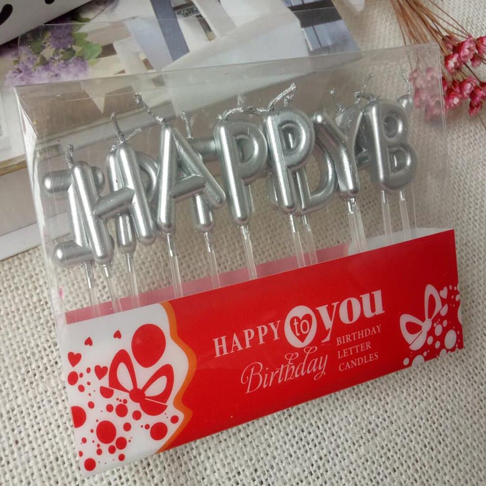 Osima Birthday Letter Cake Candles,silver