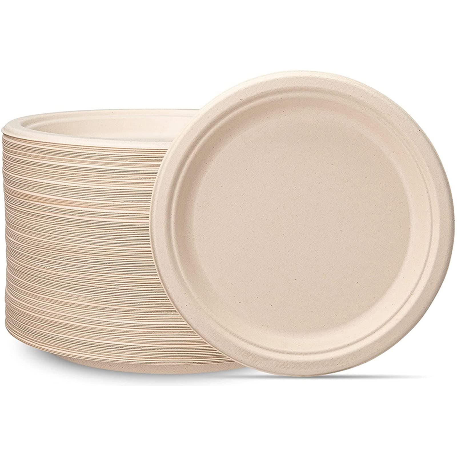 Arabest Compostable Paper Plates, 50 Pcs Disposable Paper Heavy-Duty Plates Bulk, 100% Natural Disposable Bagasse Plate, Sturdy Large Dinner Plate, Environmentally Friendly, Biodegradable (10inch)