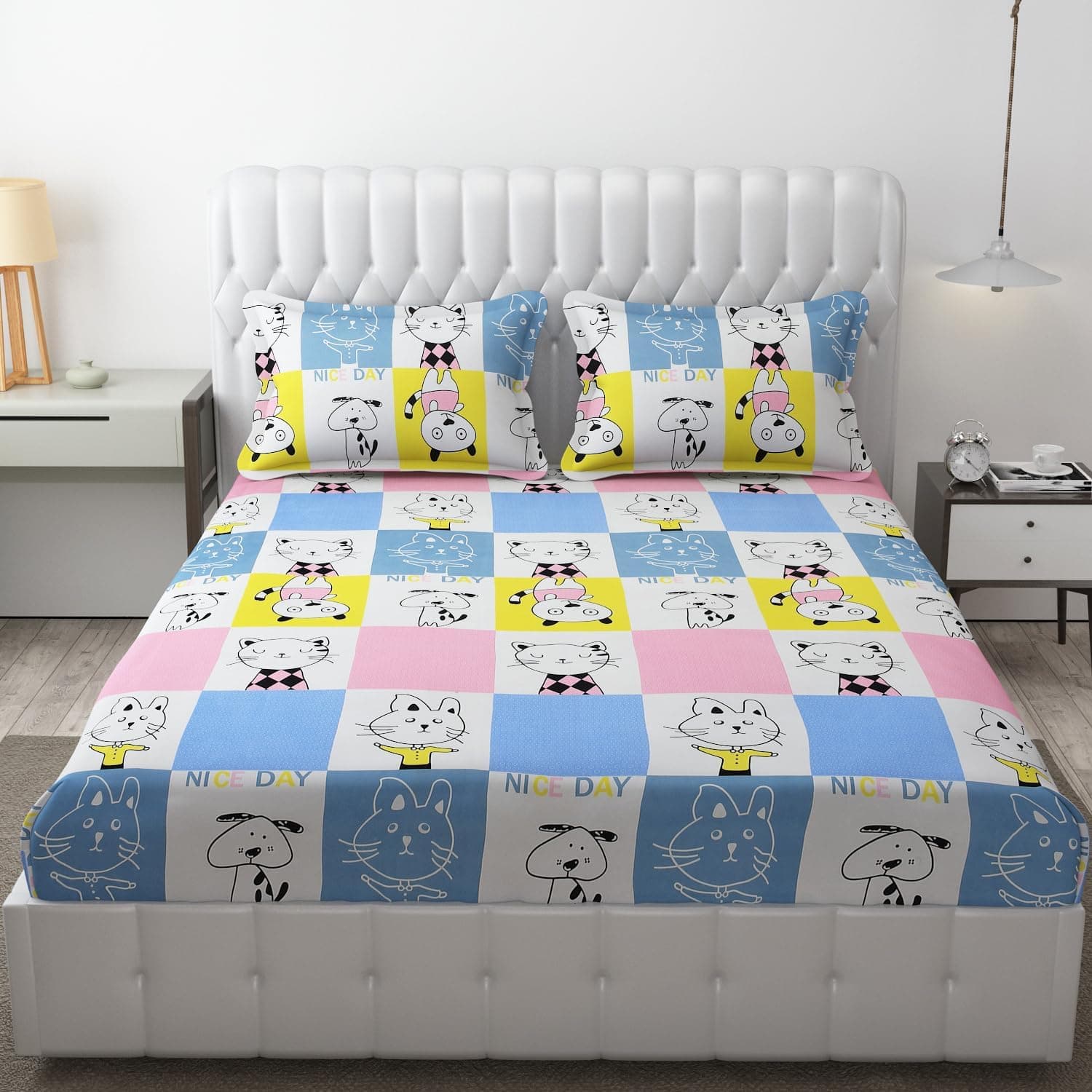 Filymore Cute Cat Bedsheet Made with Microfiber Wrinkle Free Soft Hypoallerge...