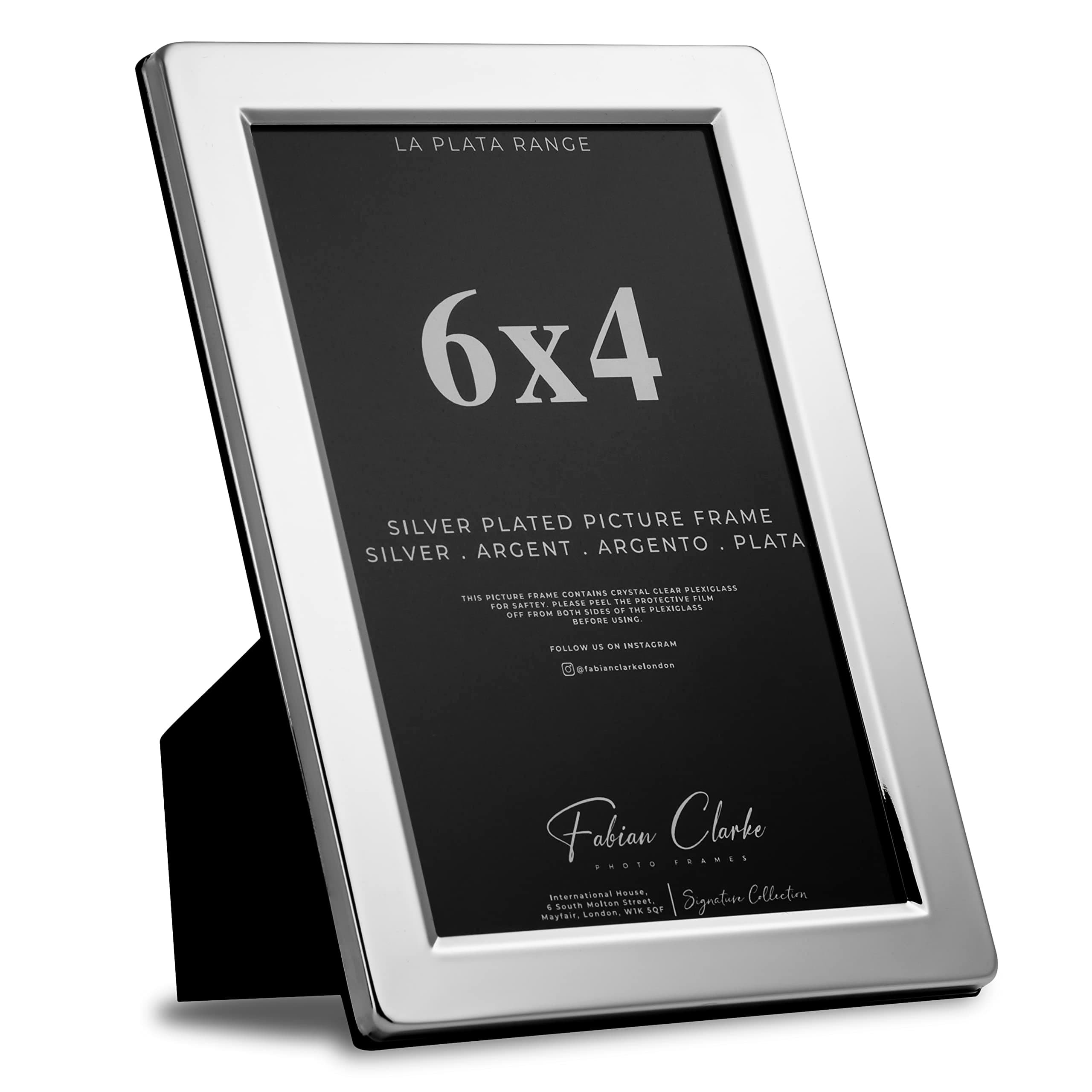 Silver Plated Photo Frame Picture Frame Plain Satin Finish and Tarnish Protected for Wedding Picture or Family Photos (6x4)