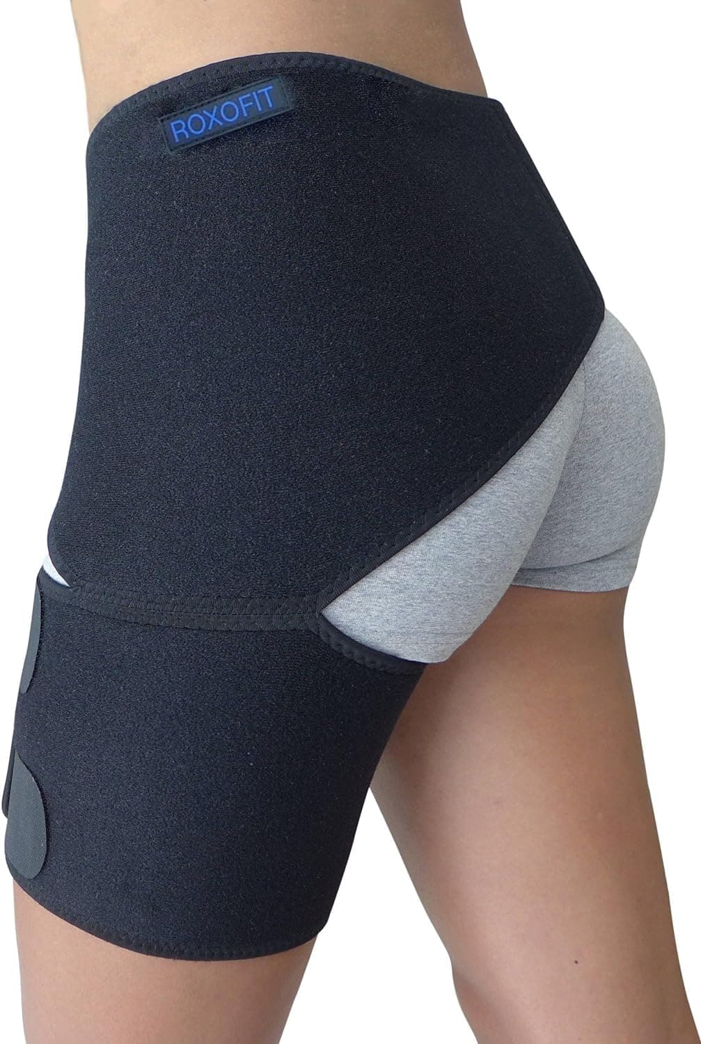 Roxofit Groin Support Compression Brace for Hip Flexor Thigh Hamstring SI Sacroiliac Joint Sciatic Nerve Pain Relief. Adjustable Wrap for Men and Women Provides Recovery for Pulled Muscles