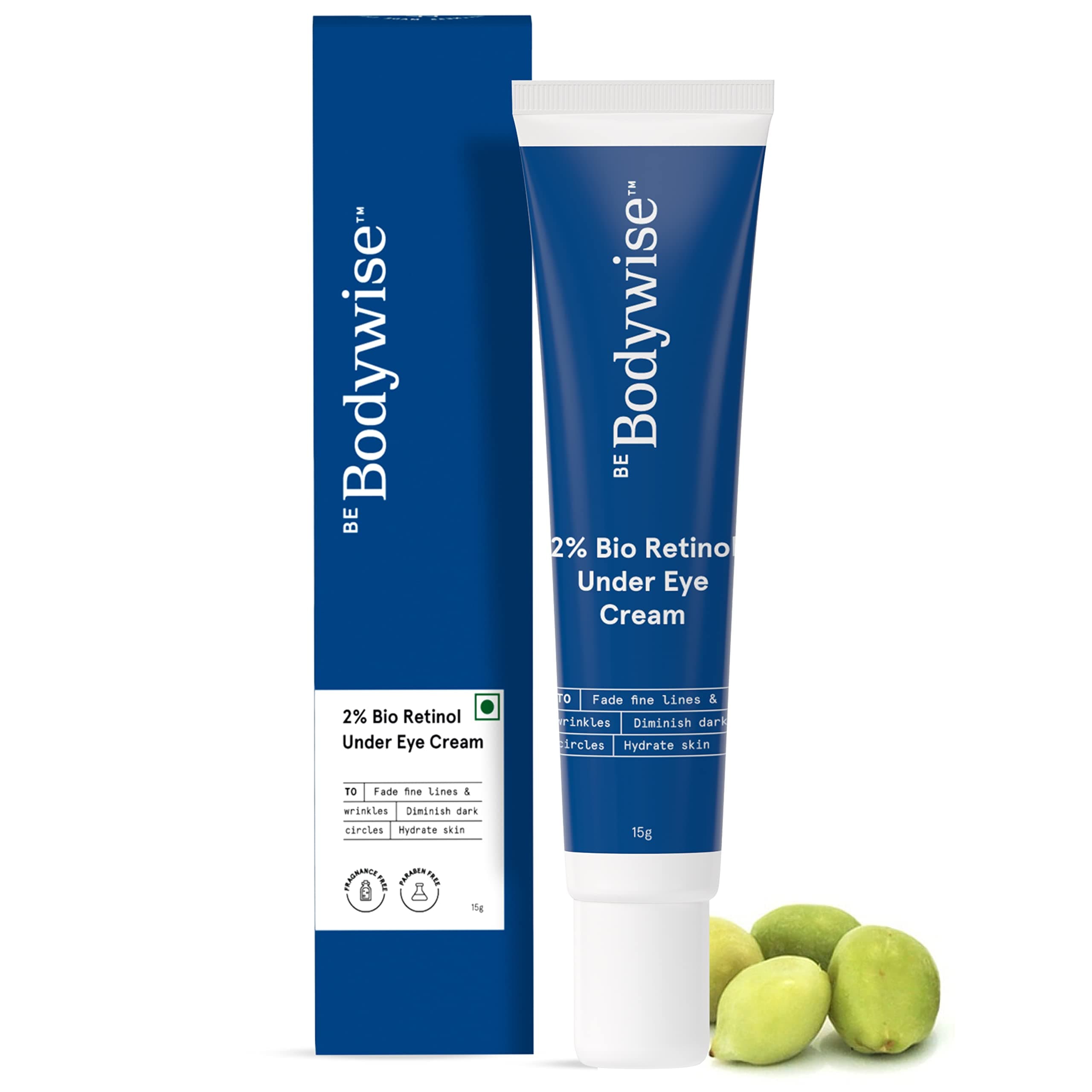 Be Bodywise 2% Bio Retinol Under Eye Cream 15g | With 2% Bio Retinol, 1% Niacinamide & 2% Kakadu Plum | Helps to Reduce Dark Circles, Fine Lines & Wrinkles, Puffed Eyes