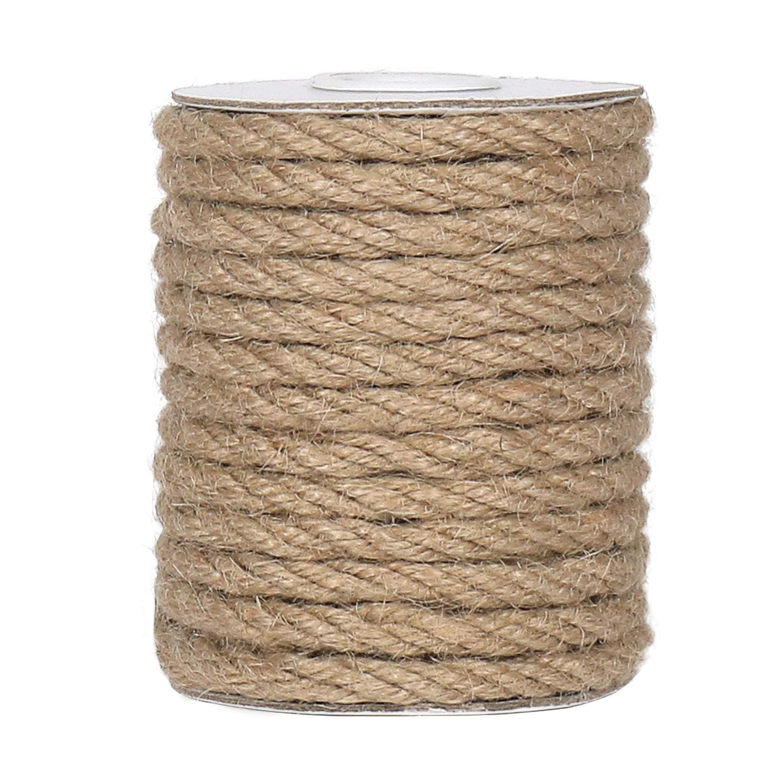 6mm Jute Rope, 33 Feet Thick Natural Jute Twine String for Cat Scratch Post Rope, Gardening, Camping, Decorating (Brown)