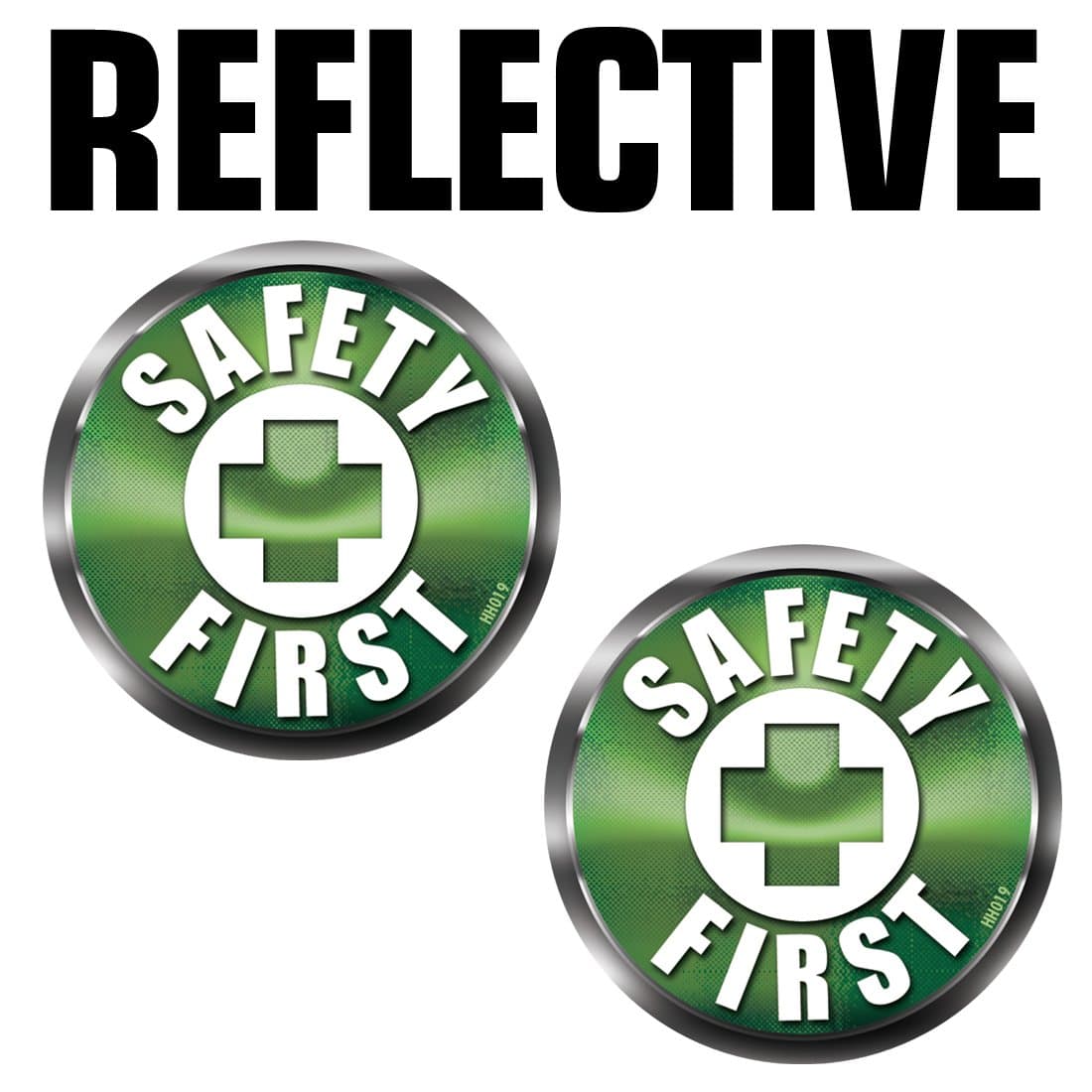 REFLECTIVE SAFETY FIRST Hard Hat Stickers - 2 Pack GREEN #HH019-REF Helmet Vinyl Decal EMT Decal tool box