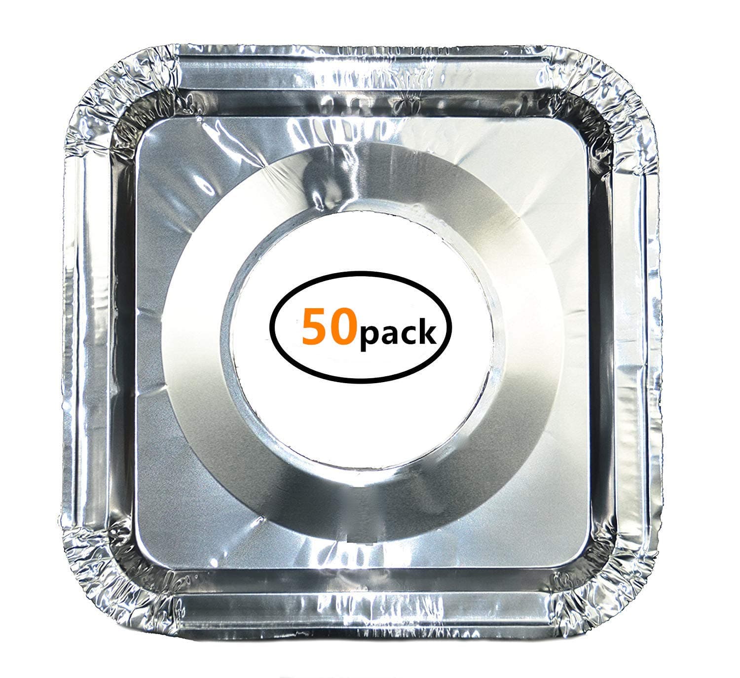 Hub Special Disposable Square Foil Burner Liners for Gas Stove(50 Packs), Gas Range Protector Saving Your Time on Scrubbing Stoves and Keep Stove Clean