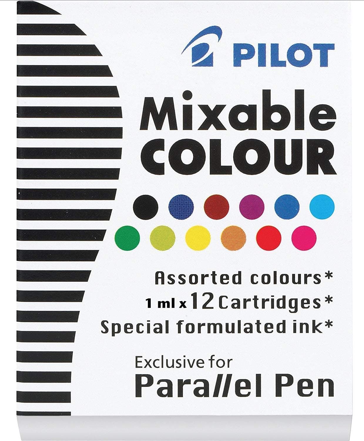 PILOT Parallel Mixable Color Ink Refills for Calligraphy Pens, 12 Colors, 12-Pack (77312)