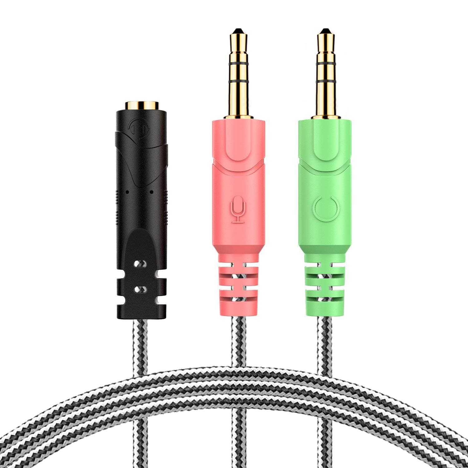 MillSO Headset Adapter 3.3 Feet 3.5mm Audio Jack Y Cable Headphone Adapter 1x 3.5mm Female to 2X 3.5mm Male Headset Adapter for Double-Jacks PC