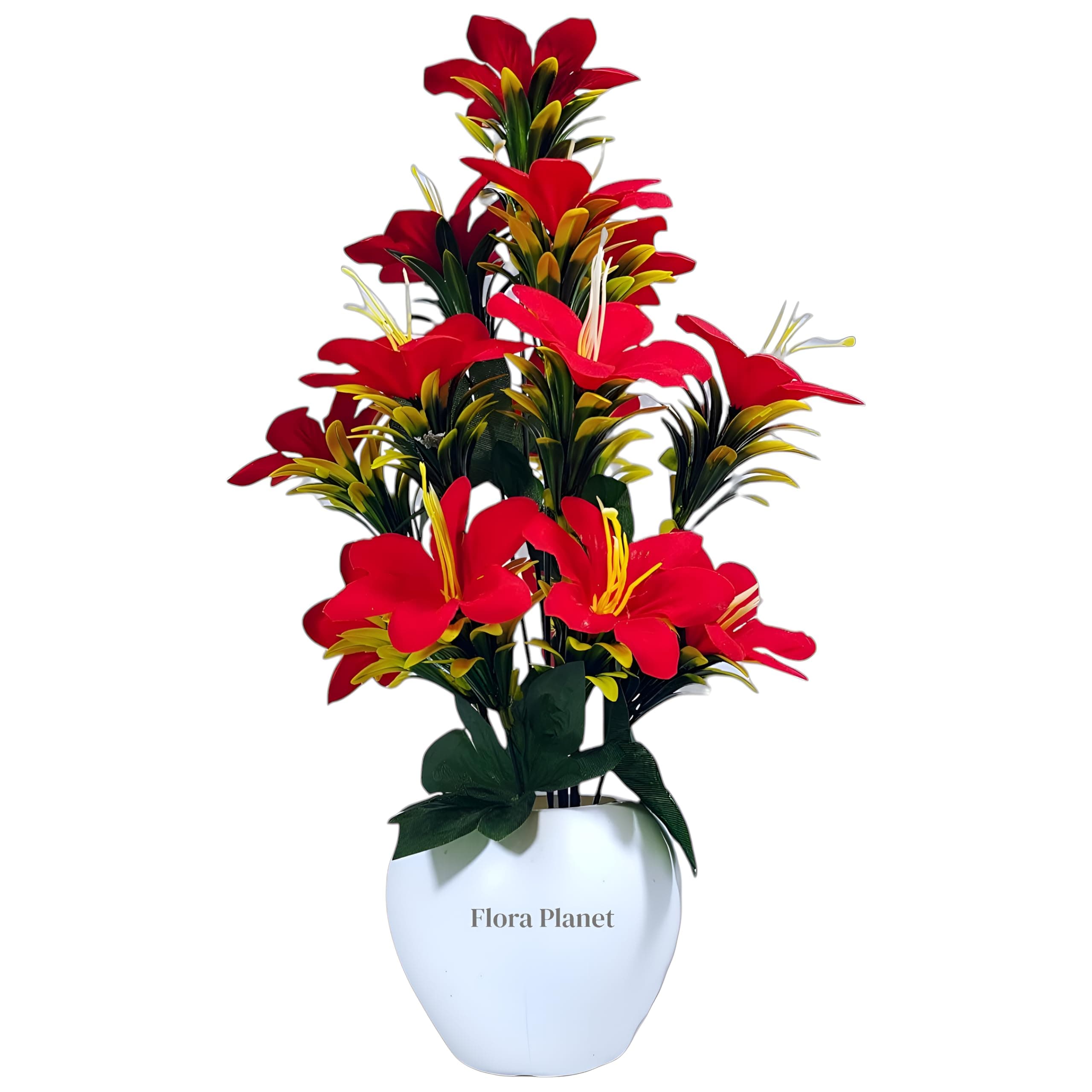 Artificial Plants for Home Decor & Office Decoration 1 Big Size Artificial Flowers Pot with vase, Artificial Flowers for Decoration (34cm Height),Plastic,Multicolor
