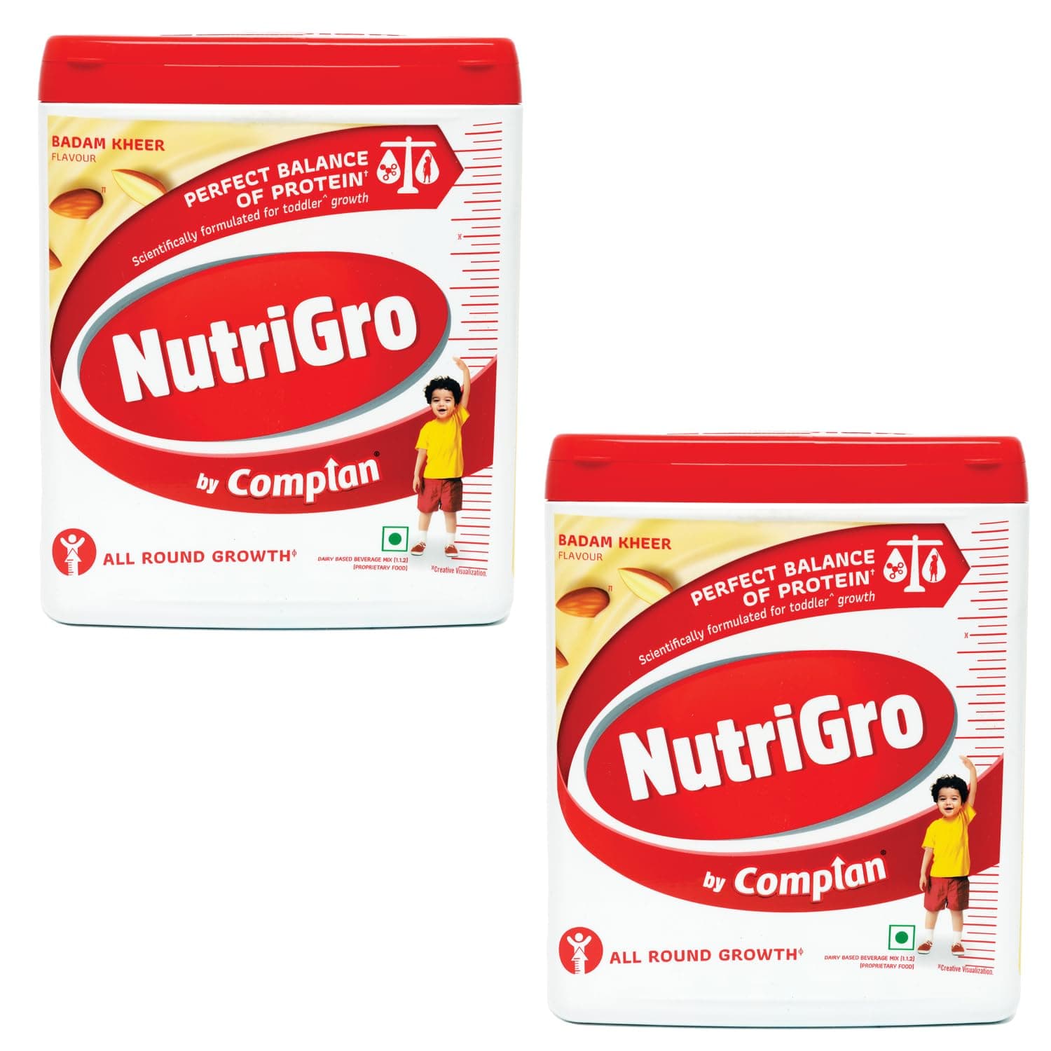 Nutrigro By Complan Tasty Nutritious Drink Powder for Kids (2 to 6 years), Milk Protein Based Drink with 33 Essential Vitamins and Minerals for Child's Growth (400g Pack of 2) - Badam Kheer