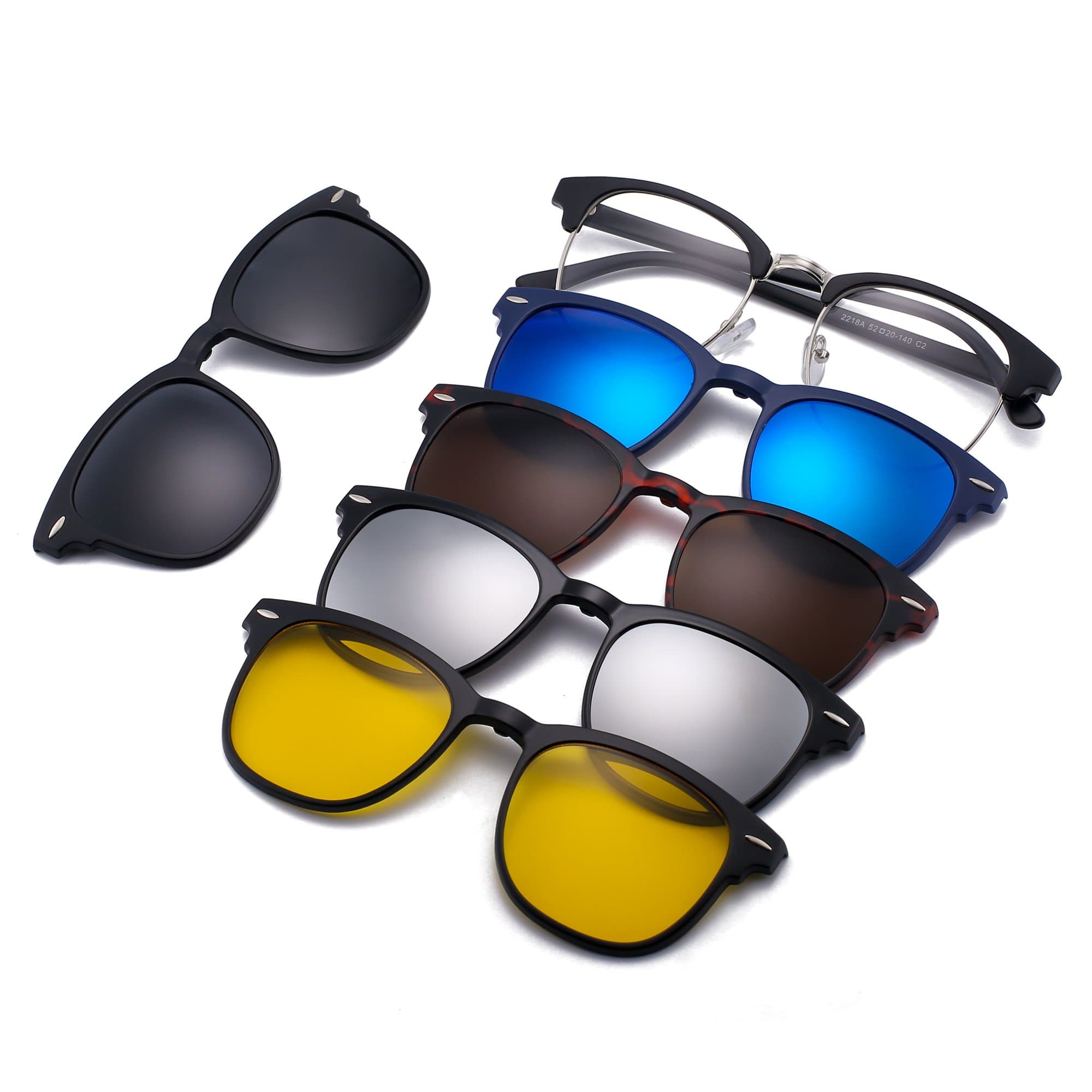 Magnetic Polarised Clip on Sunglasses Plastic Frame for Night Driving Pack of 5
