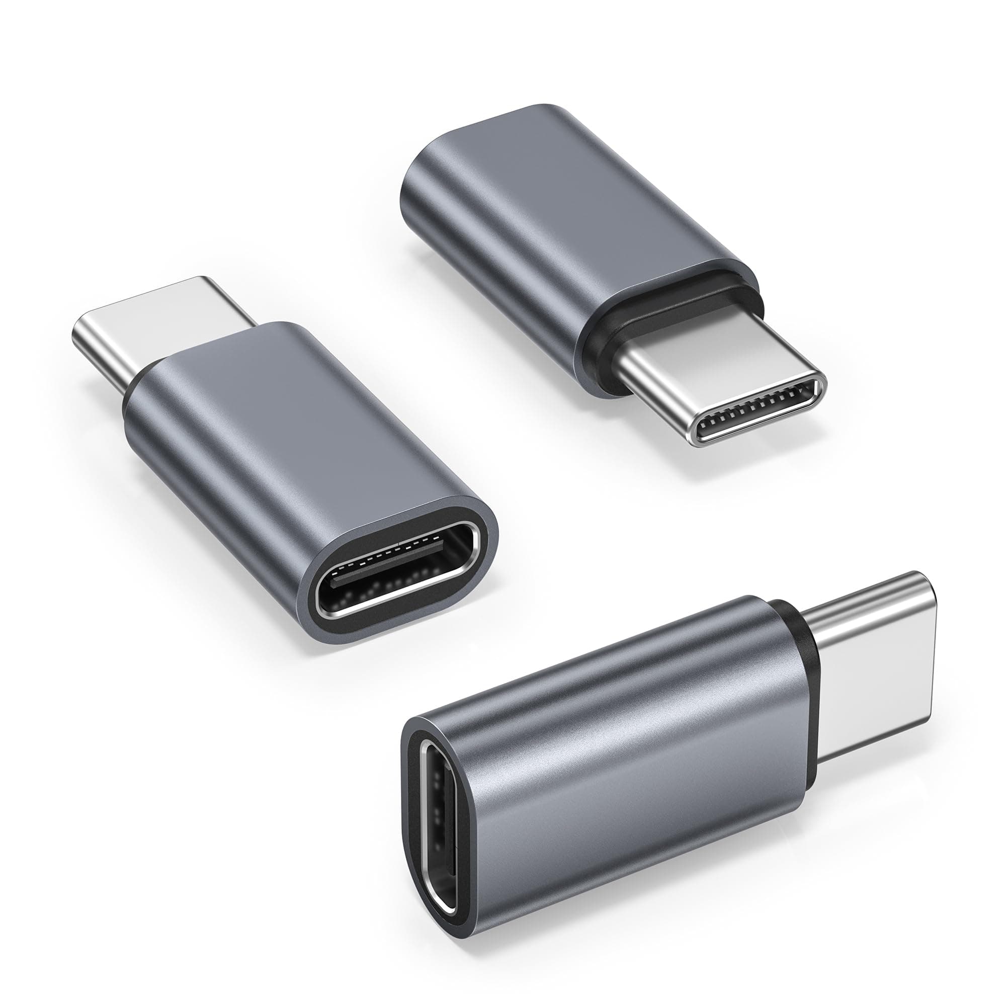 Basesailor USB Type C Extender Adapter 3Pack,100W PD USBC Male to Female Extension Converter,40Gbps USB4 Thunderbolt 4 3 Extended Connector for iPhone 17 17e 16 Pro,MacBook,Otterbox Case,Samsung S26