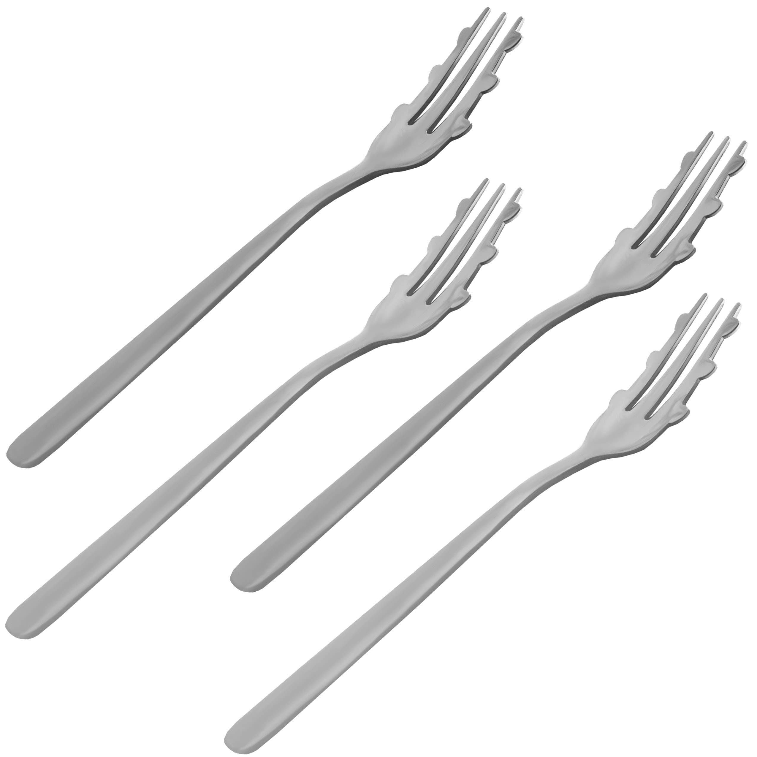 For-Ghetti Forks – 4 Spaghetti Twirling Utensils with Nubs, Stainless Steel Handles, Fun for All, Dishwasher Safe, 6.75"