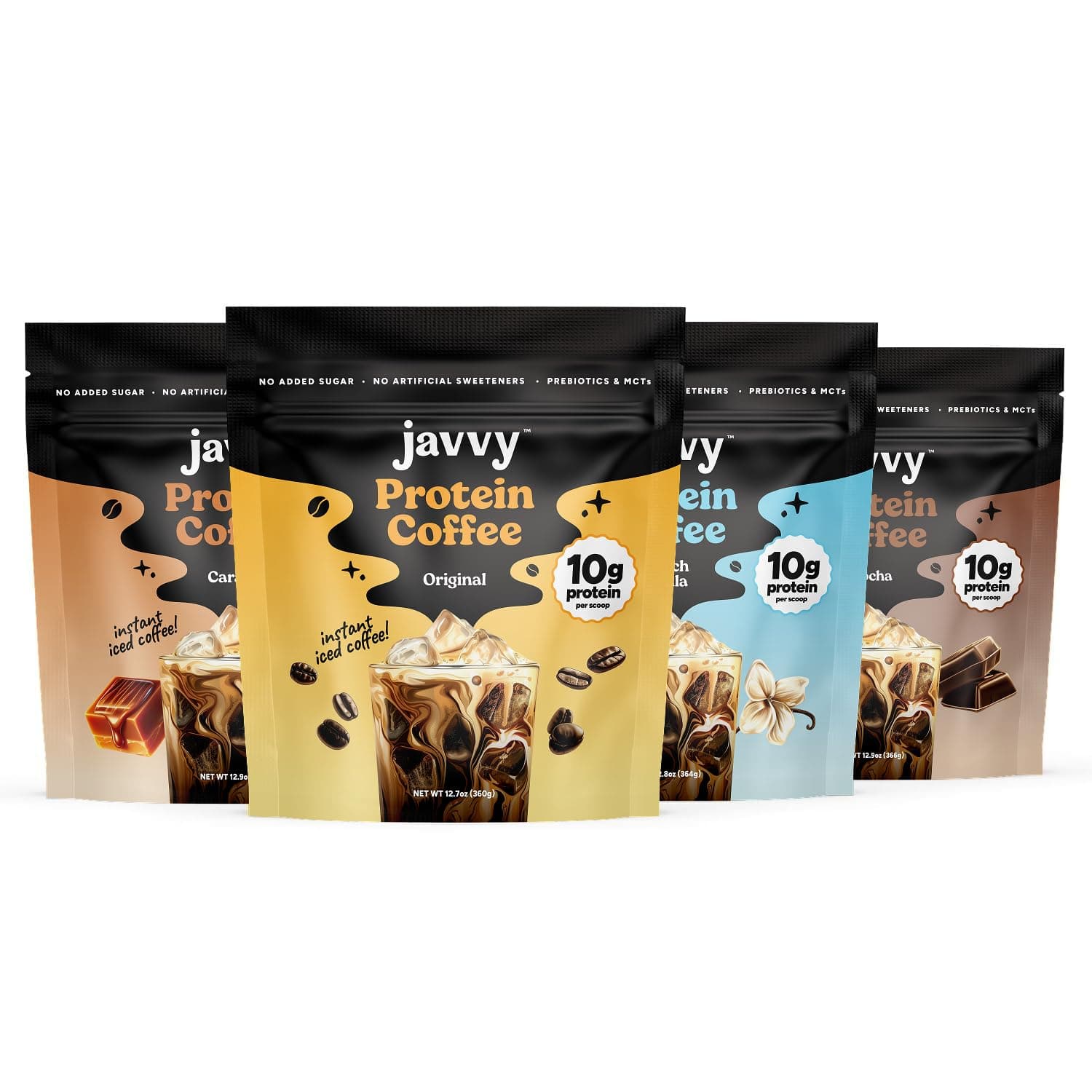 Protein Iced Coffee - Premium Whey Protein & Instant Iced Coffees - 100% Natural Cold Brew - Zero Artificial Flavors & Sweeteners, 80 mg Caffeine Per Serving, No Added Sugar, 20 Servings - 4 Pack