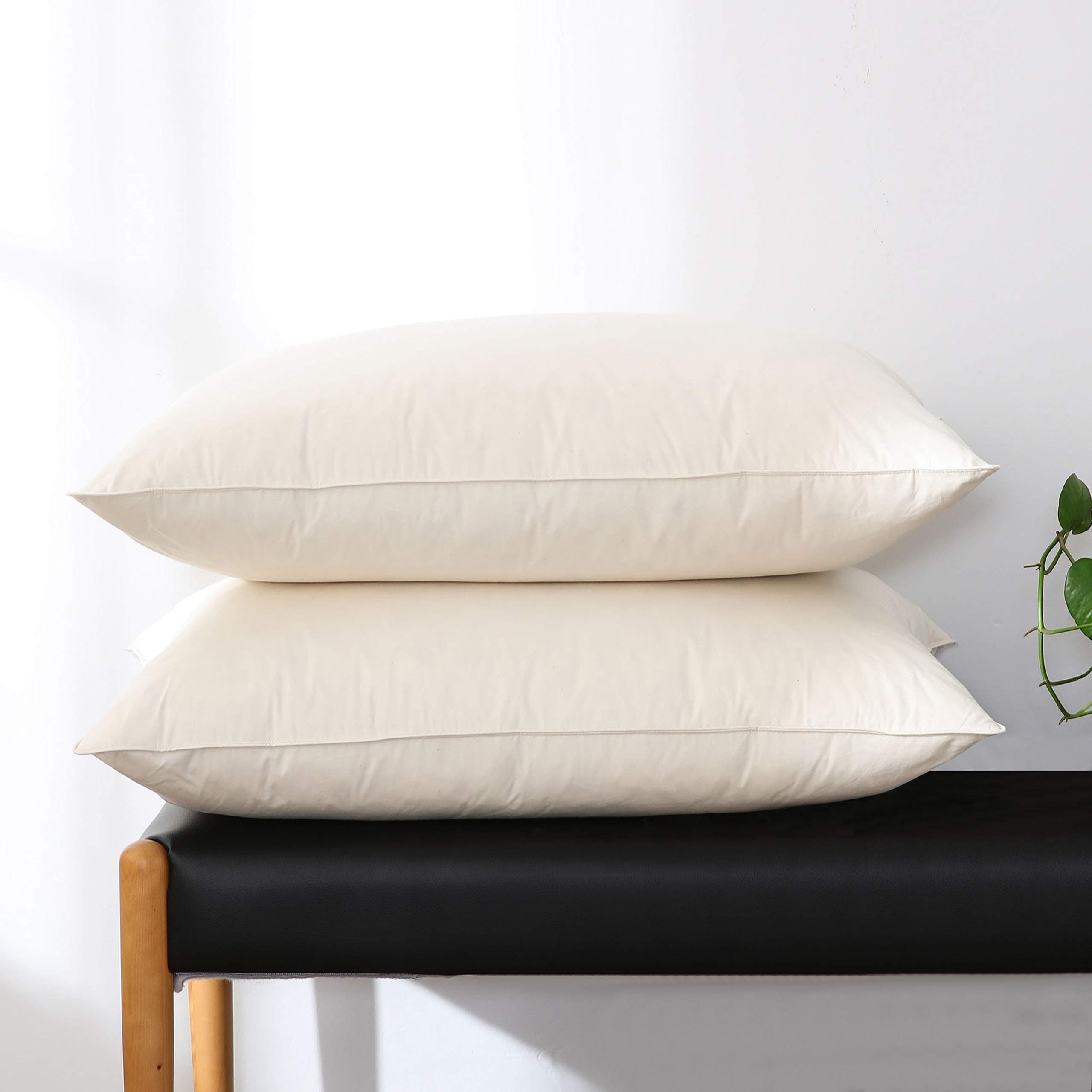 Alanzimo Goose Feathers Down Pillows Queen Size for Hotel Collection Sleeping Bed Pillows,100% Cotton 600Fill Power (Queen:2 Pack, Creamy White)