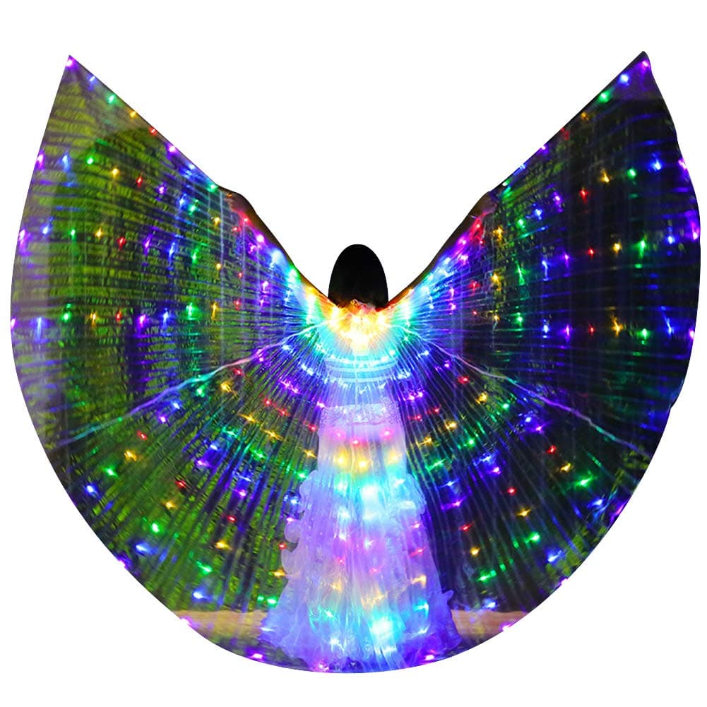 MISI CHAO LED Isis Wing - Belly Dance Light Up Wing Party Club Wear with Flexible Sticks for Women