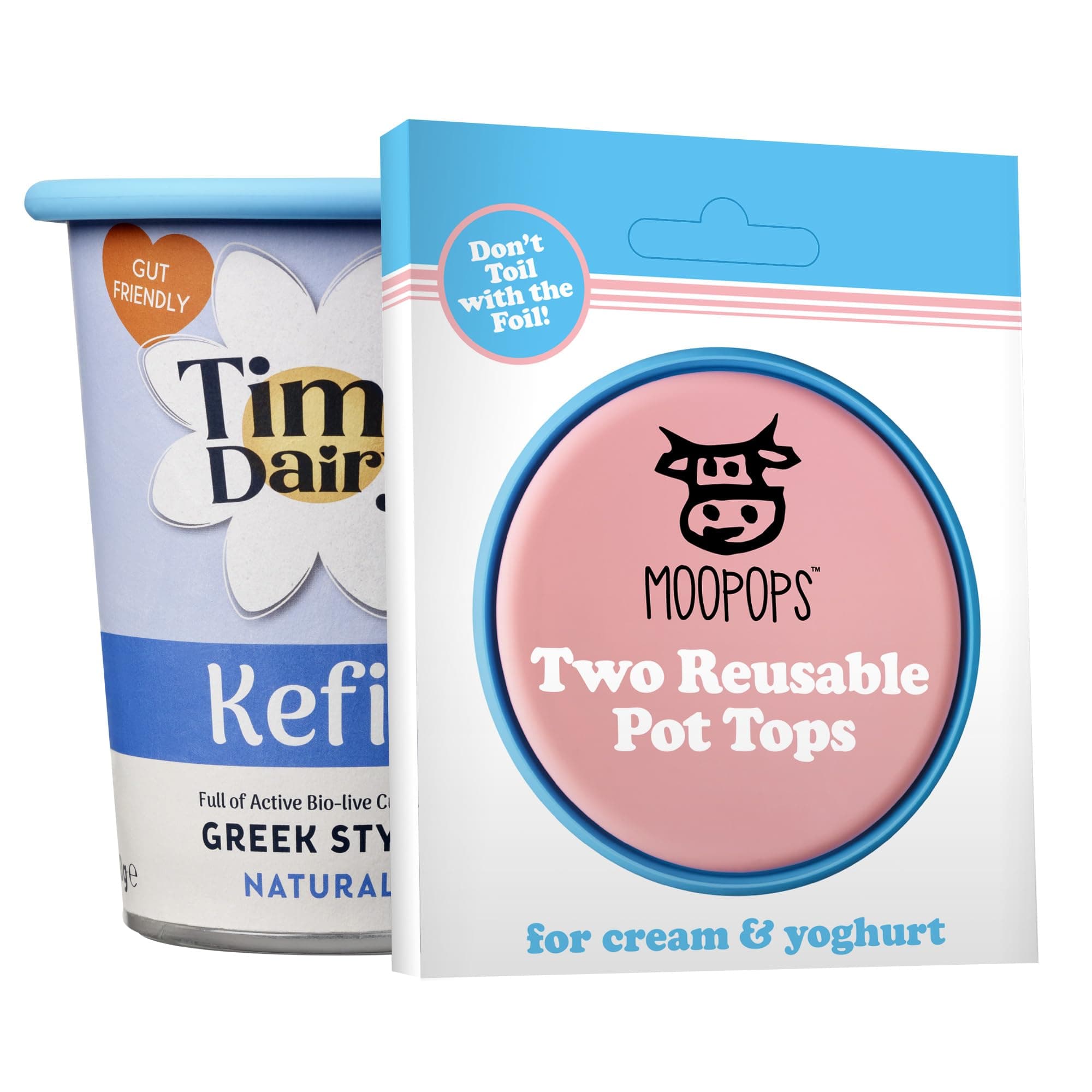 MOOPOPS - Pot Tops. 2 Reusable Silicone Tops specifically Designed to fit Standard Yoghurt and Cream pots. (Pastel)