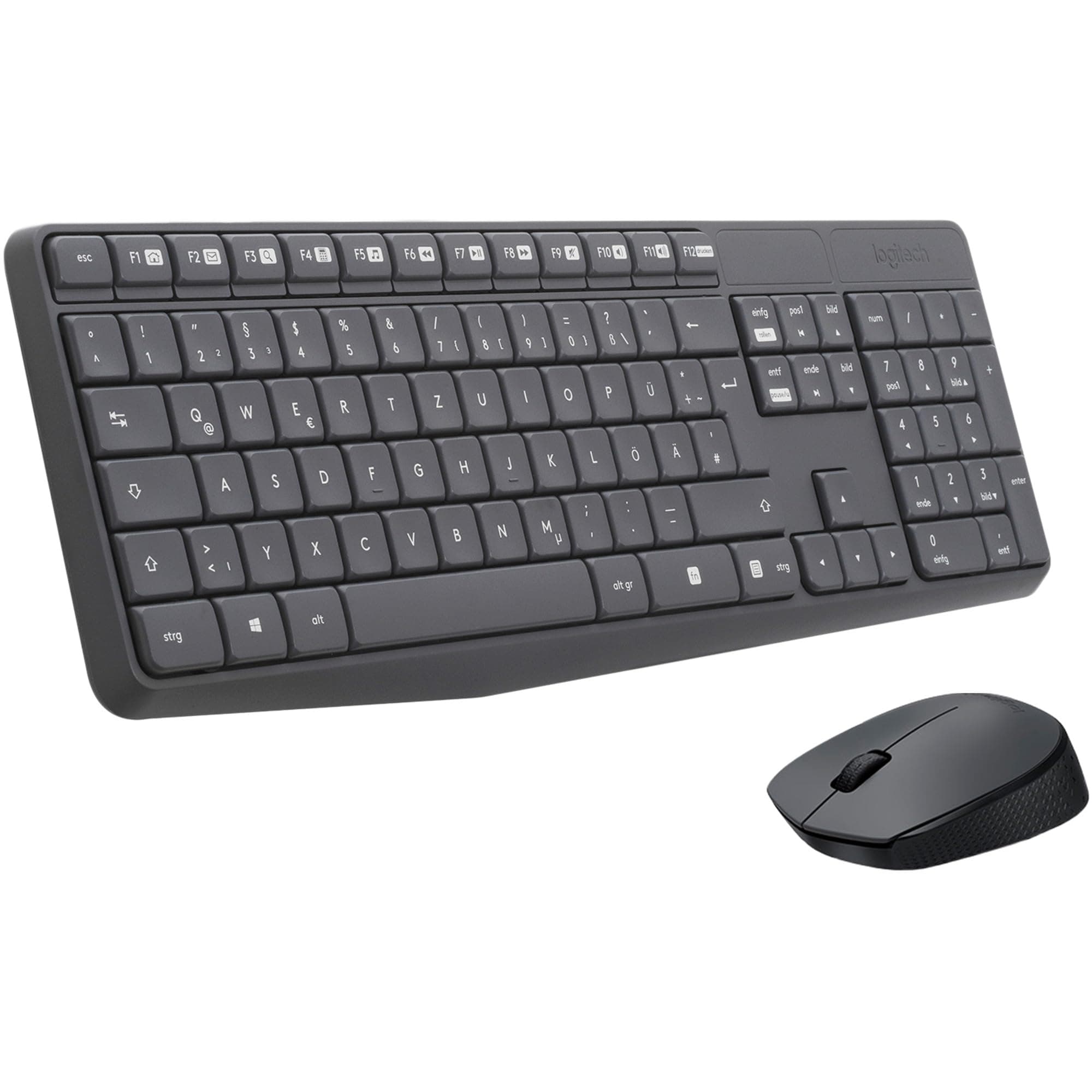 MK235 Wireless Keyboard and Mouse Combo for Windows, QWERTZ German Layout - Grey