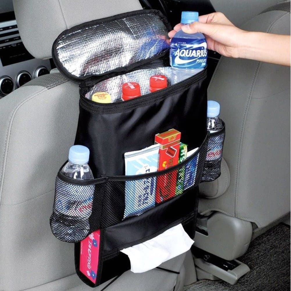 Car Seat Organizer Dofover Universal Car Seat Back Bag Organizer Food Storage Container Multi Pocket Car Hanging Storage Bag (Black)