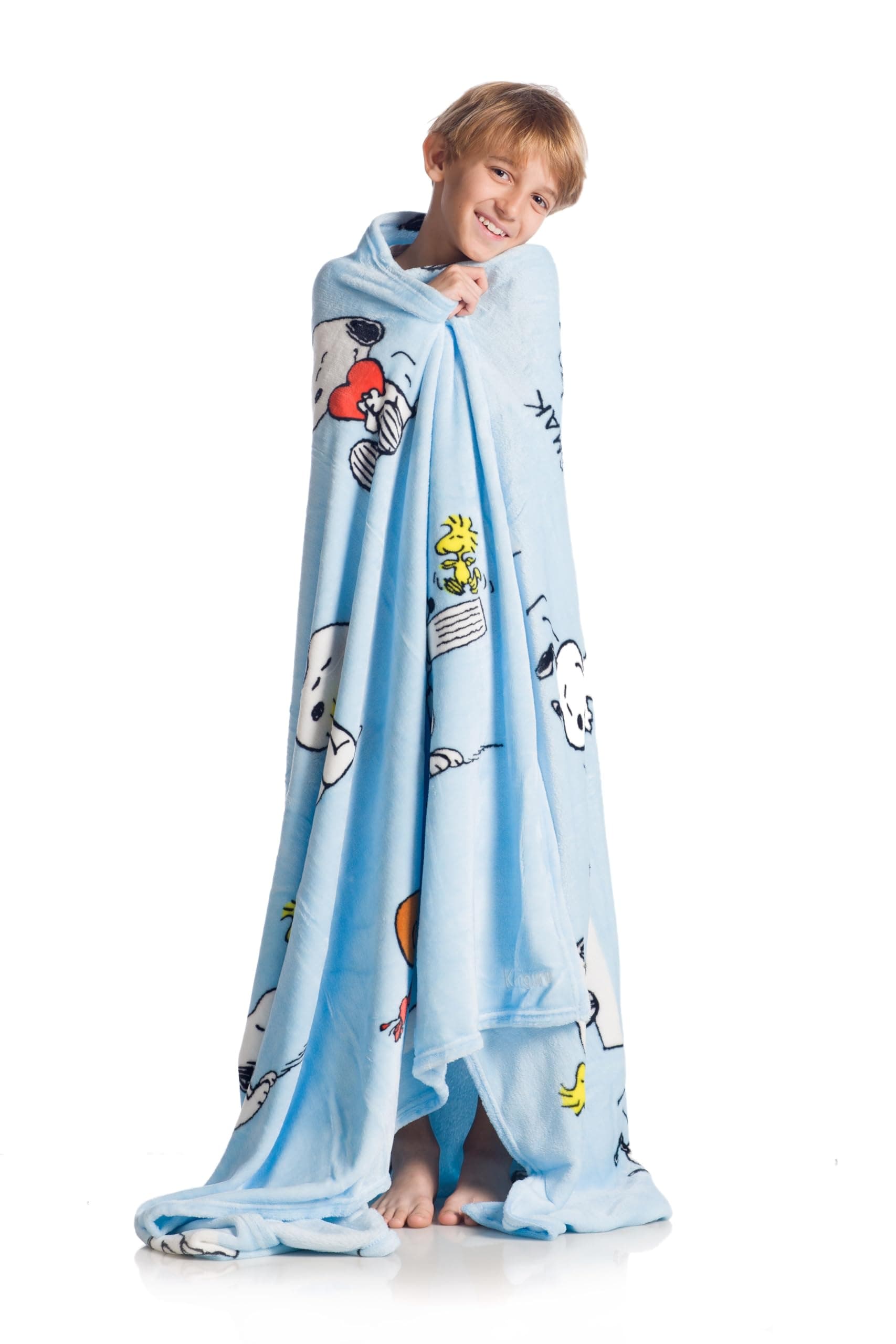 Kanguru Snoopy Blanket, soft fleece throw, Light Blue, 130 × 170 cm (51 × 67 in)