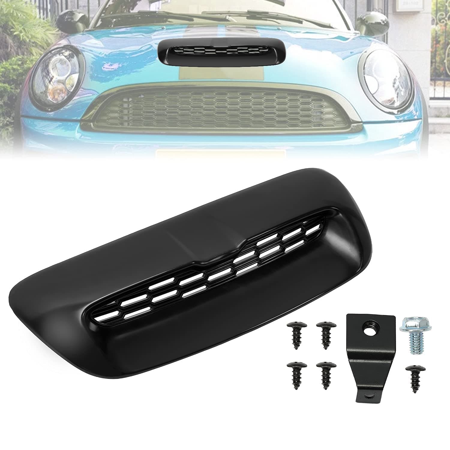 Kojem Hood Scoop Compatible with 2007-2013 Mini Cooper S R55 R56 R57 R58 R59 Air Intake Vent Unpainted-Black