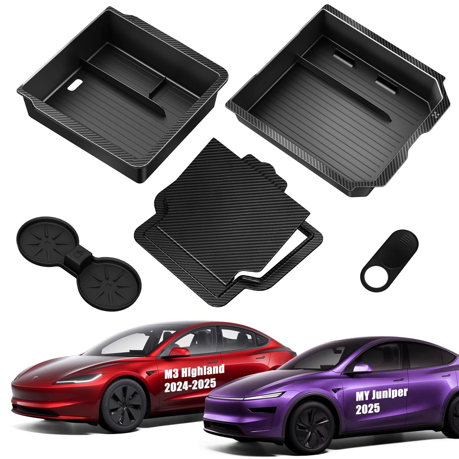 XINTUOCenter Console Organizer Tray Compatible for 2022 2021 Tesla Model 3 (Pack of 5) 3 Pieces